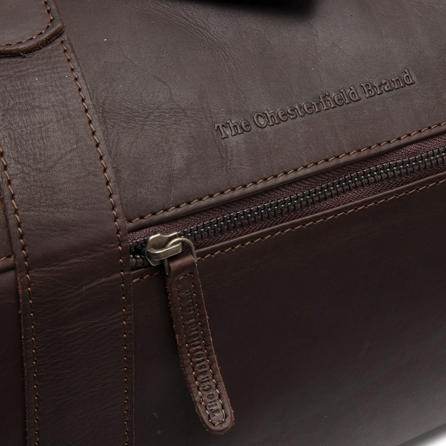 Leather Weekender Bag Brown Portsmouth II - Image 3