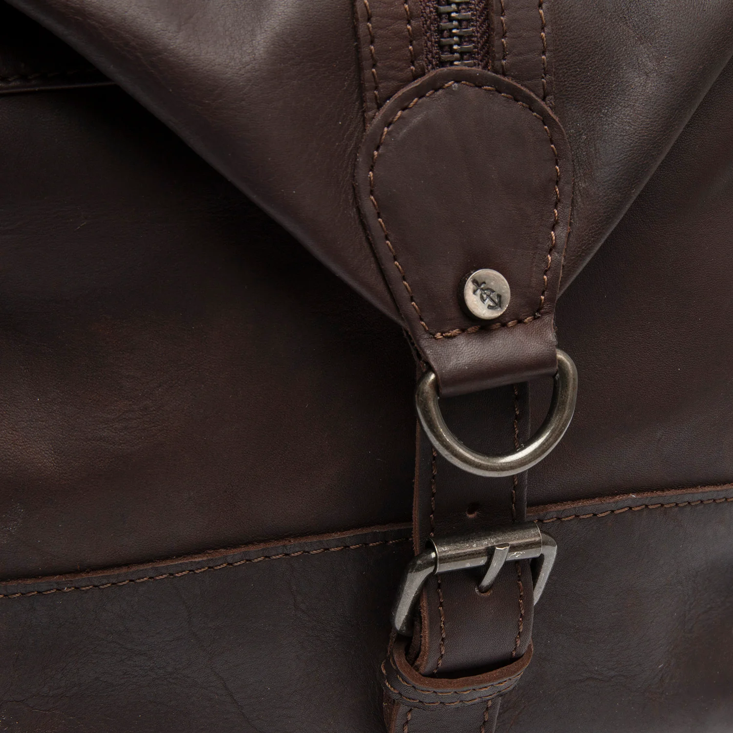 Leather Weekender Bag Brown Portsmouth II - Image 4
