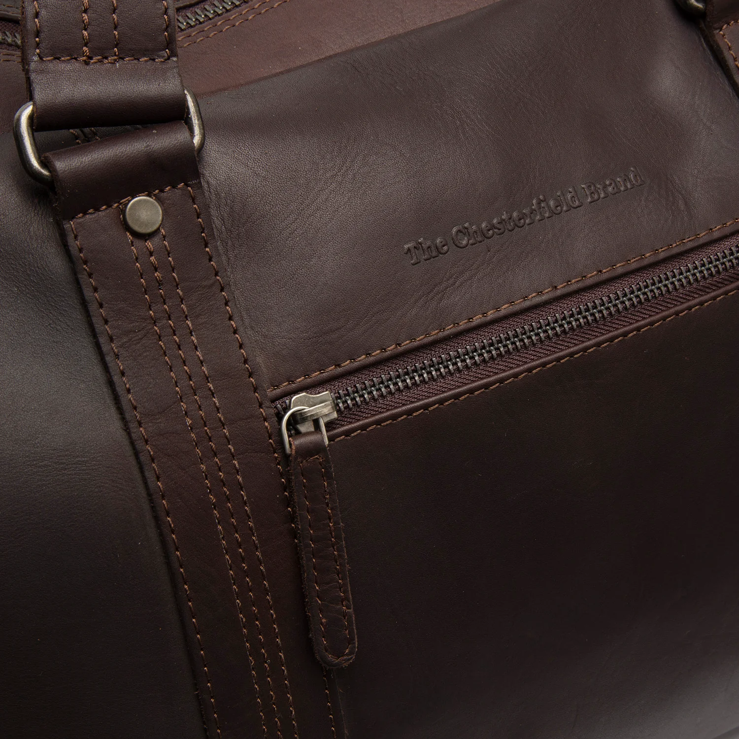Leather Weekender Bag Brown Rivaro - Image 3