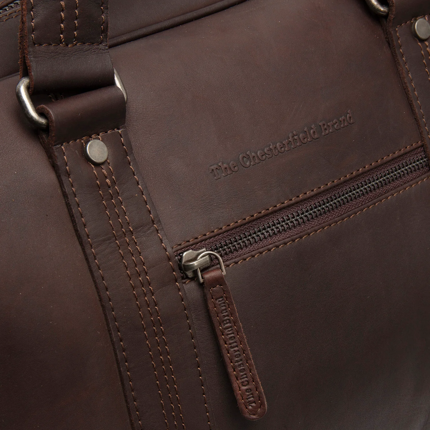 Leather Weekender Bag Brown Volenza - Image 4