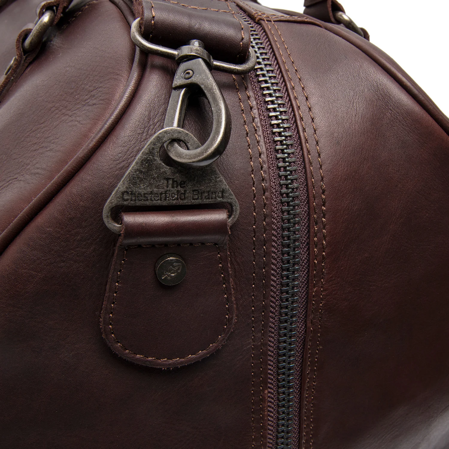 Leather Weekender Bag Brown Volenza - Image 5