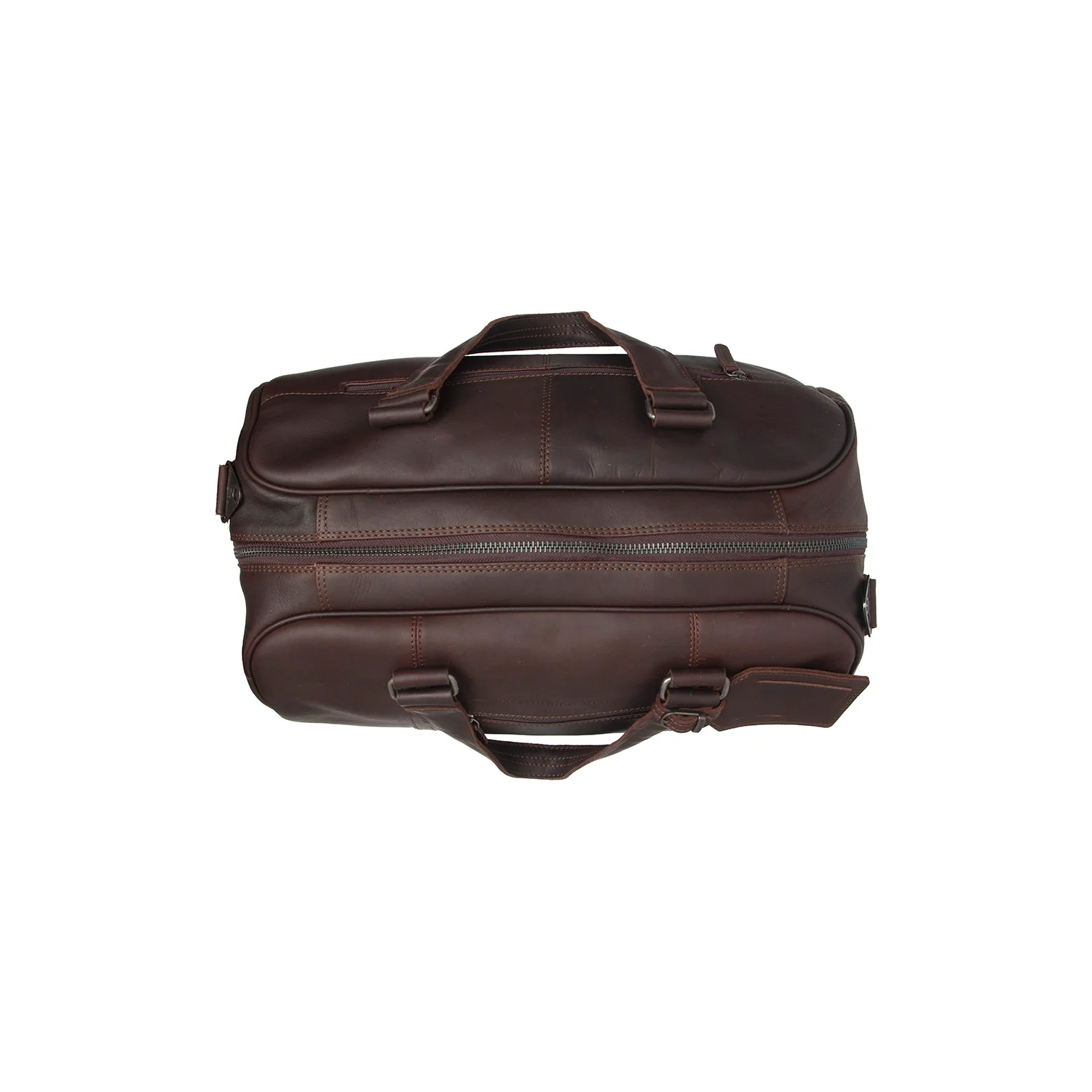 Leather Weekender Bag Brown Volenza - Image 6