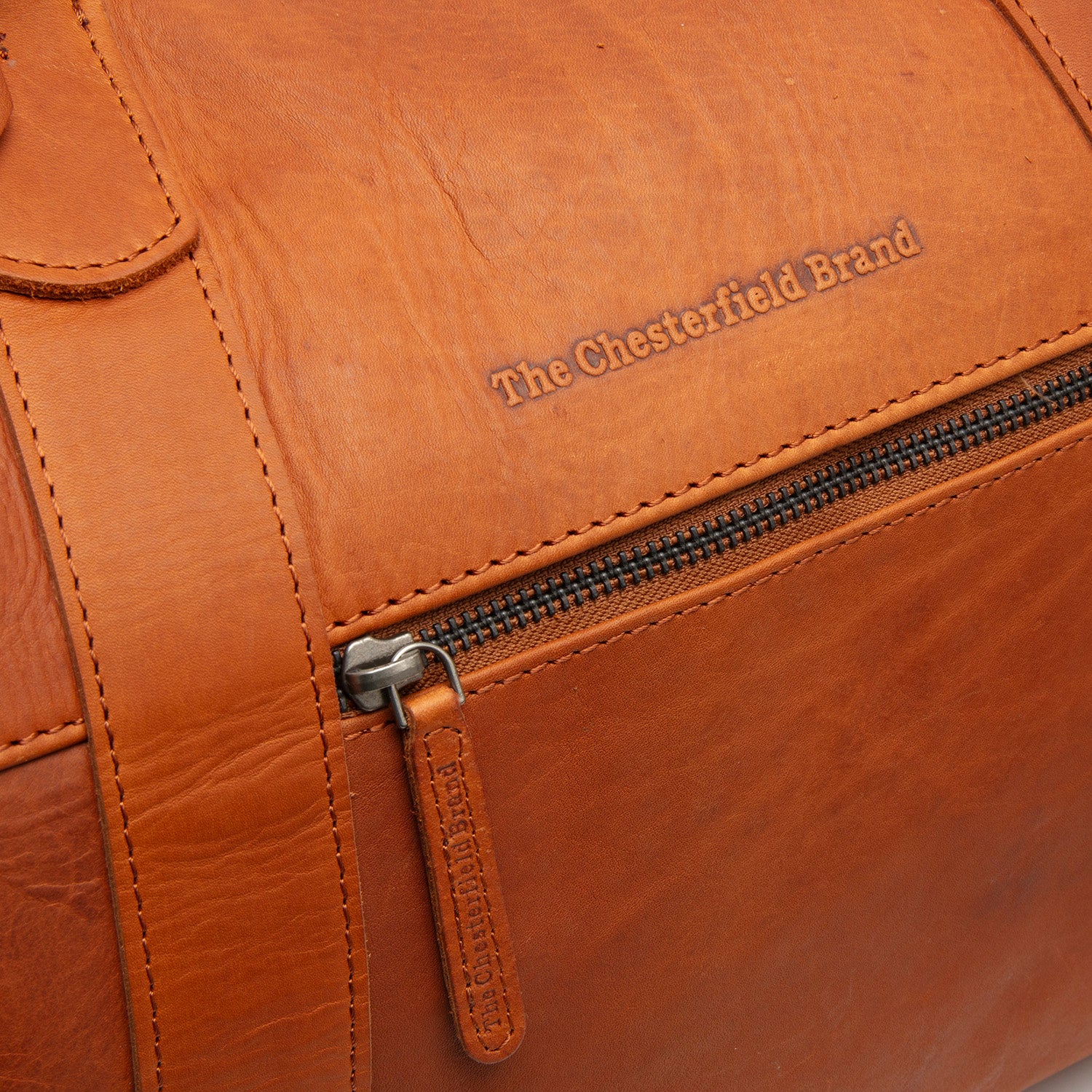 Leather Weekender Bag Cognac Portsmouth II - Image 3