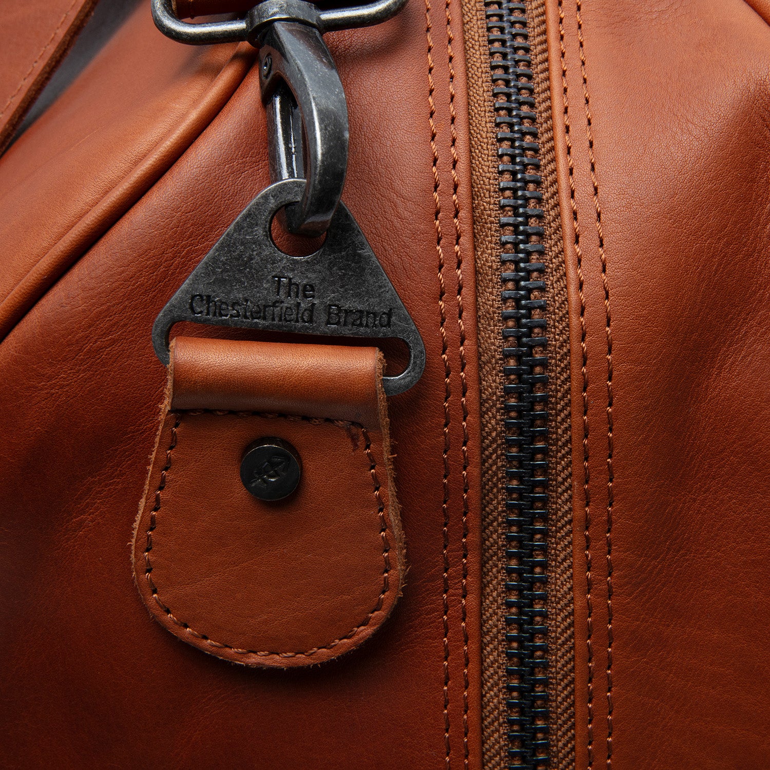 Leather Weekender Bag Cognac Rivaro - Image 5