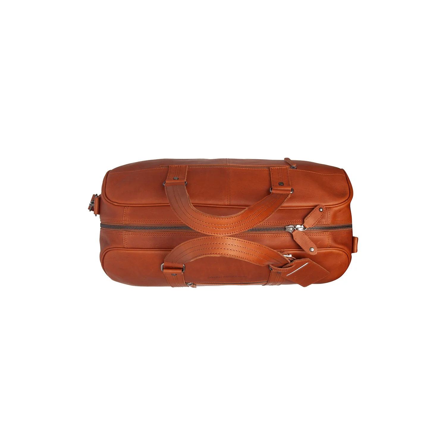 Leather Weekender Bag Cognac Rivaro - Image 6