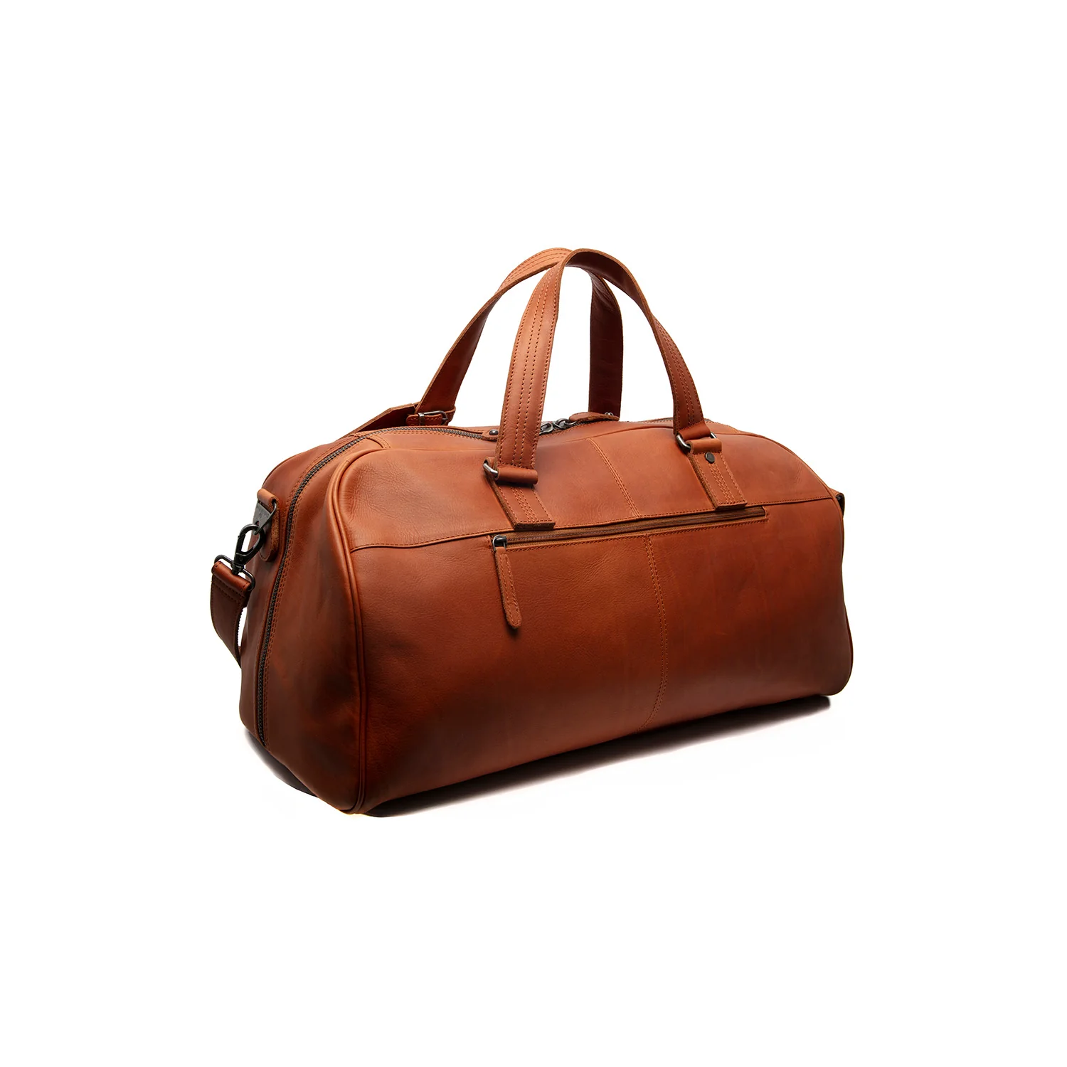 Leather Weekender Bag Cognac Rivaro - Image 8