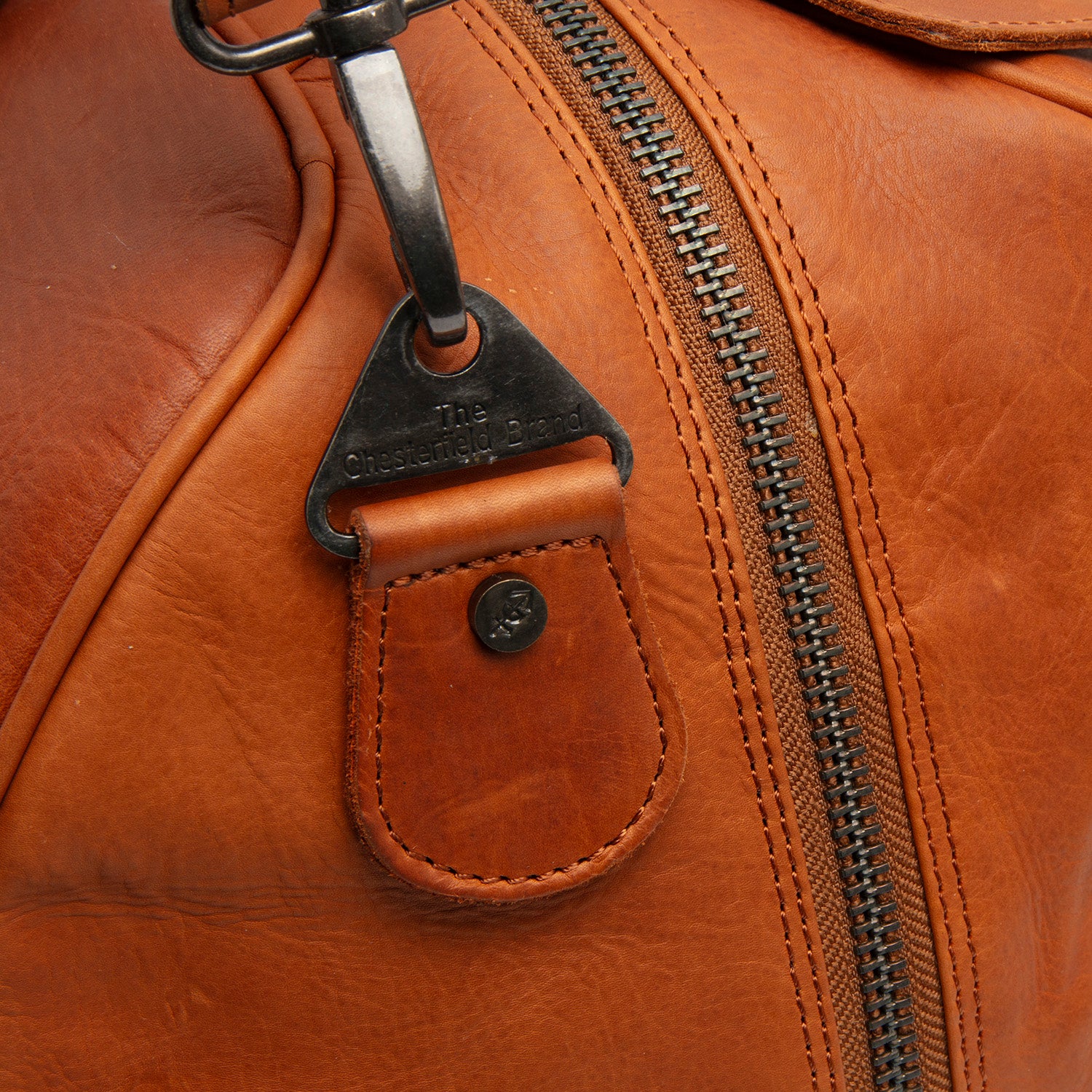 Leather Weekender Bag Cognac Volenza - Image 4