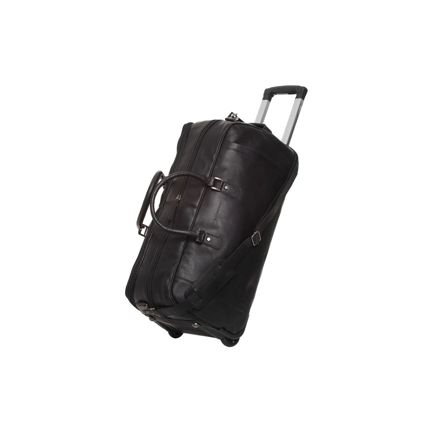 Leather Weekender Trolley Black Jayven
