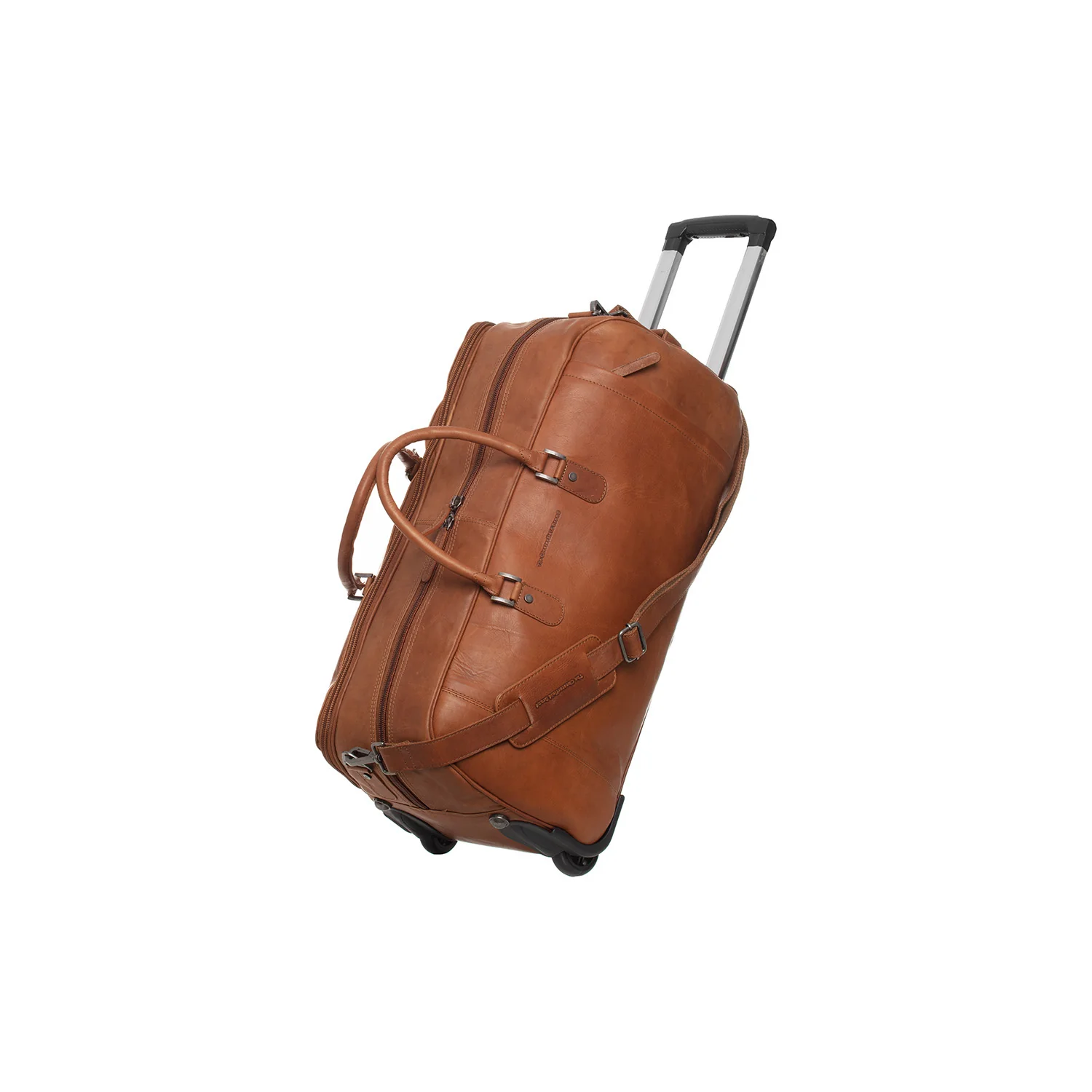 Leather Weekender Trolley Cognac Jayven