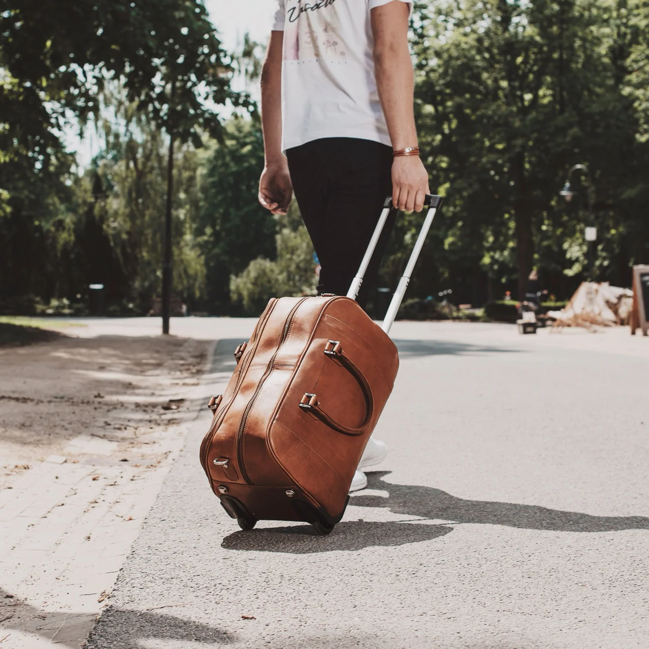Leather Weekender Trolley Cognac Jayven - Image 2