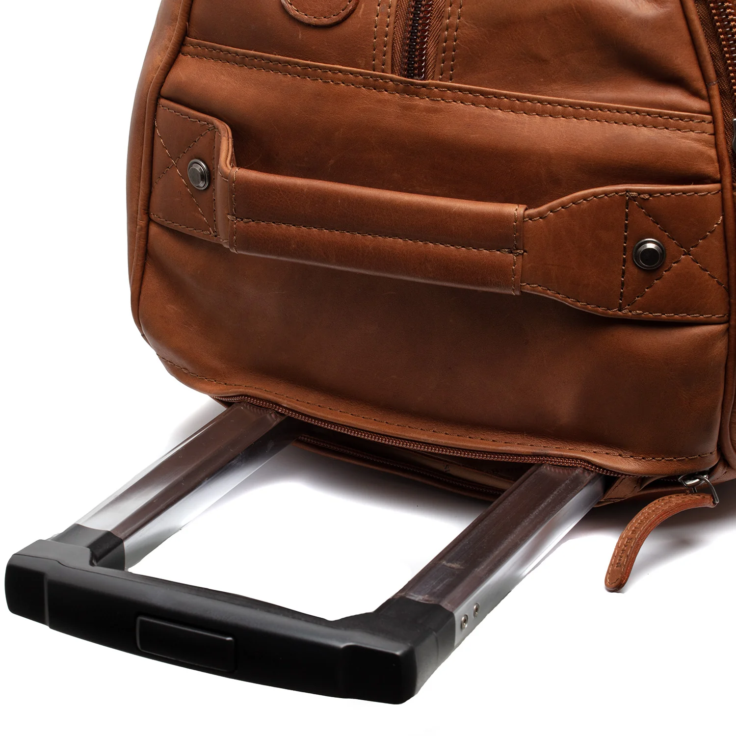 Leather Weekender Trolley Cognac Jayven - Image 4