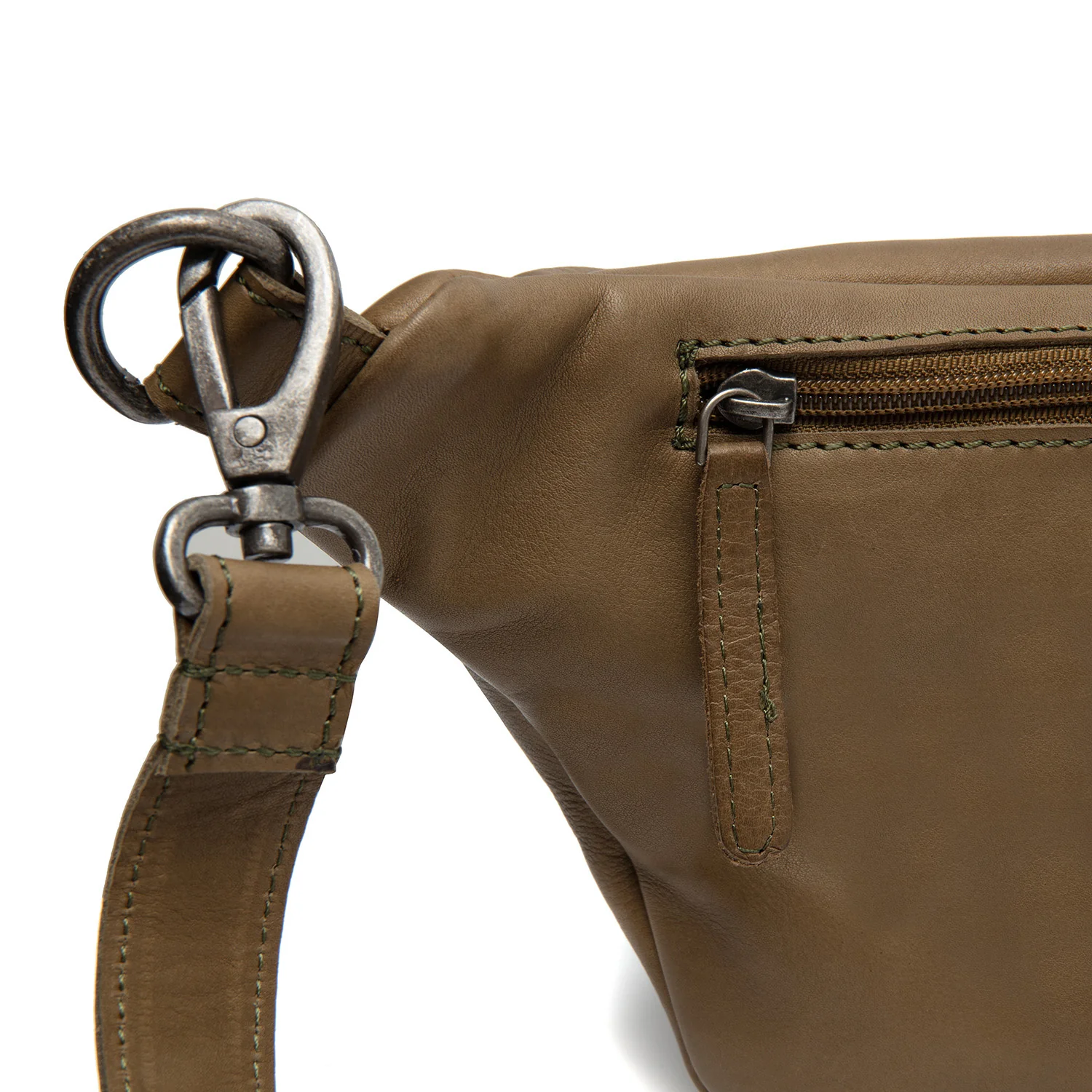 Leather Belt Bag Olive Green Kruger - Image 5