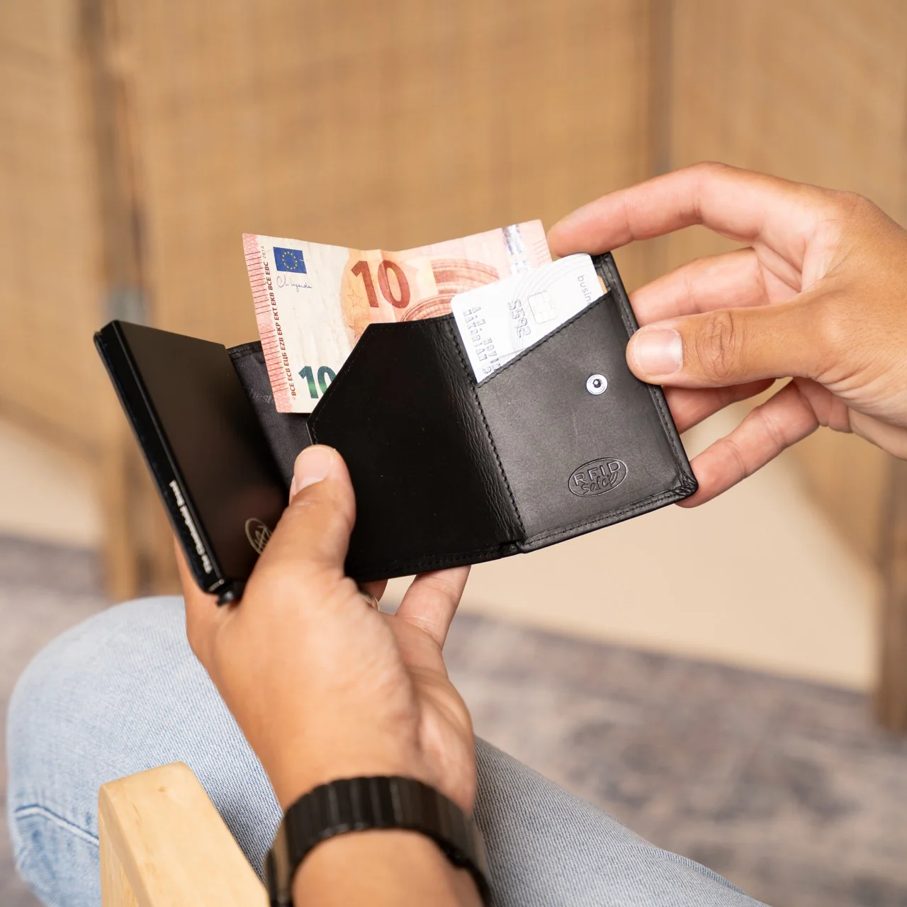 Leather Card Holder Black Lancaster - Image 3
