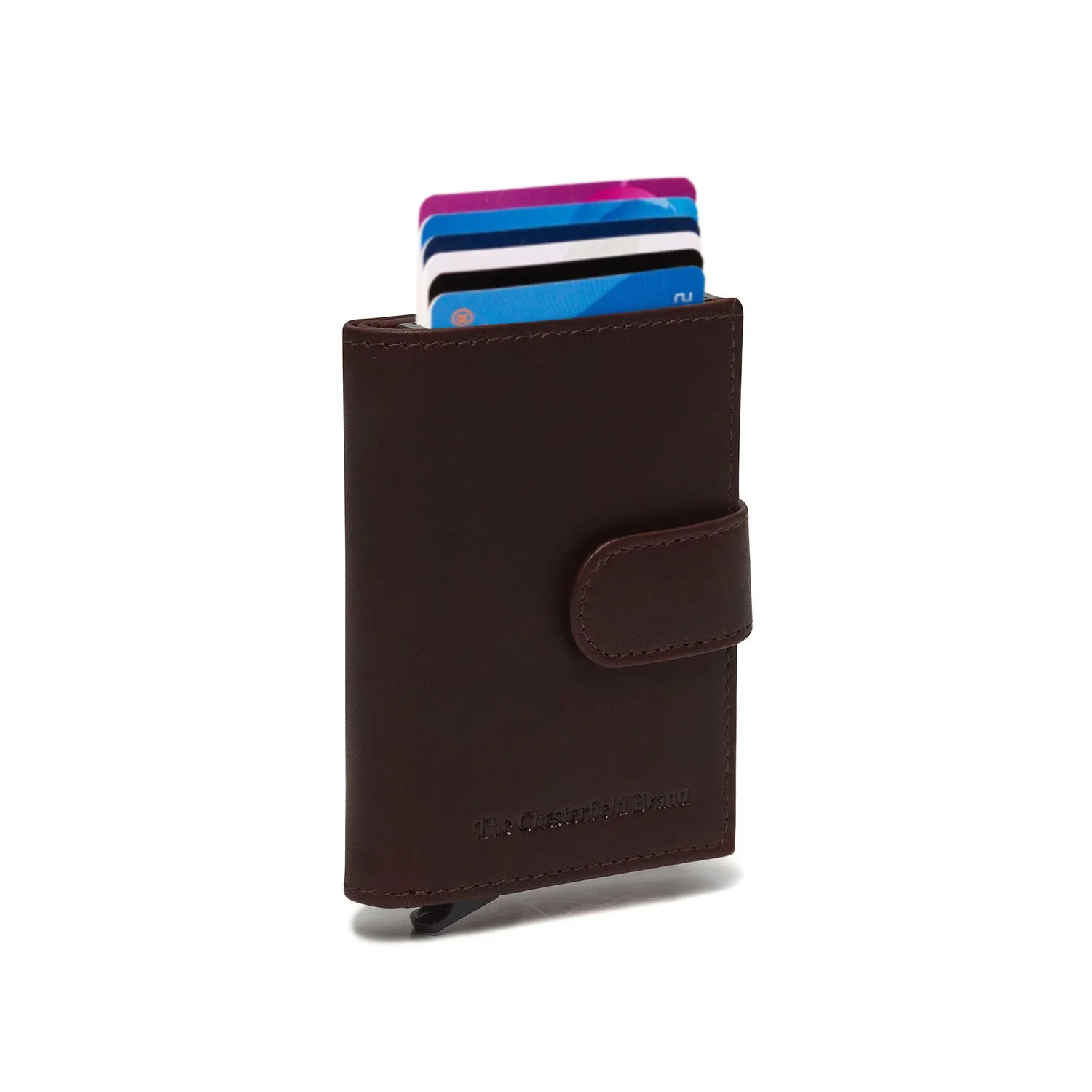 Leather Card Holder Brown Leipzig