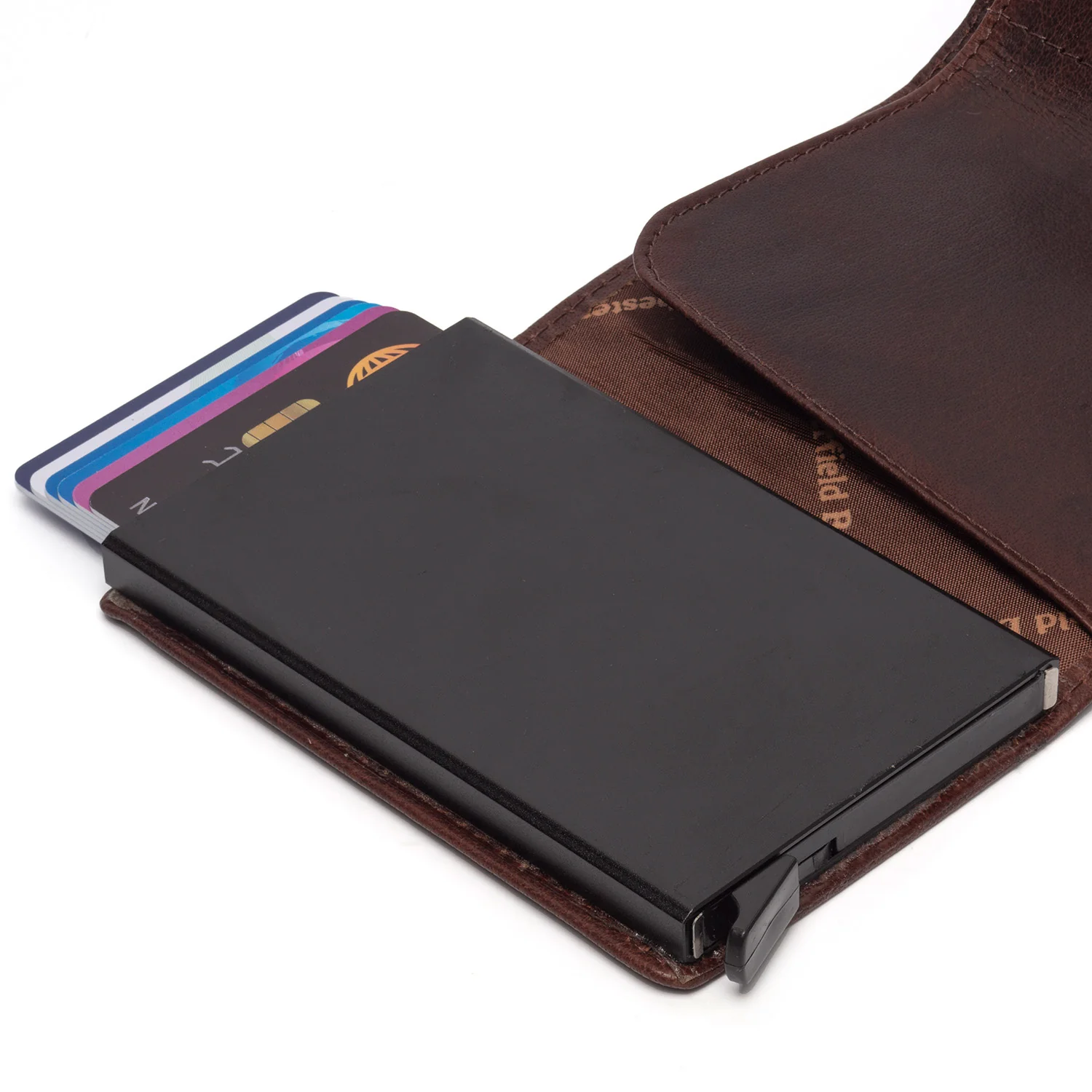 Leather Card Holder Brown Portland - Image 6