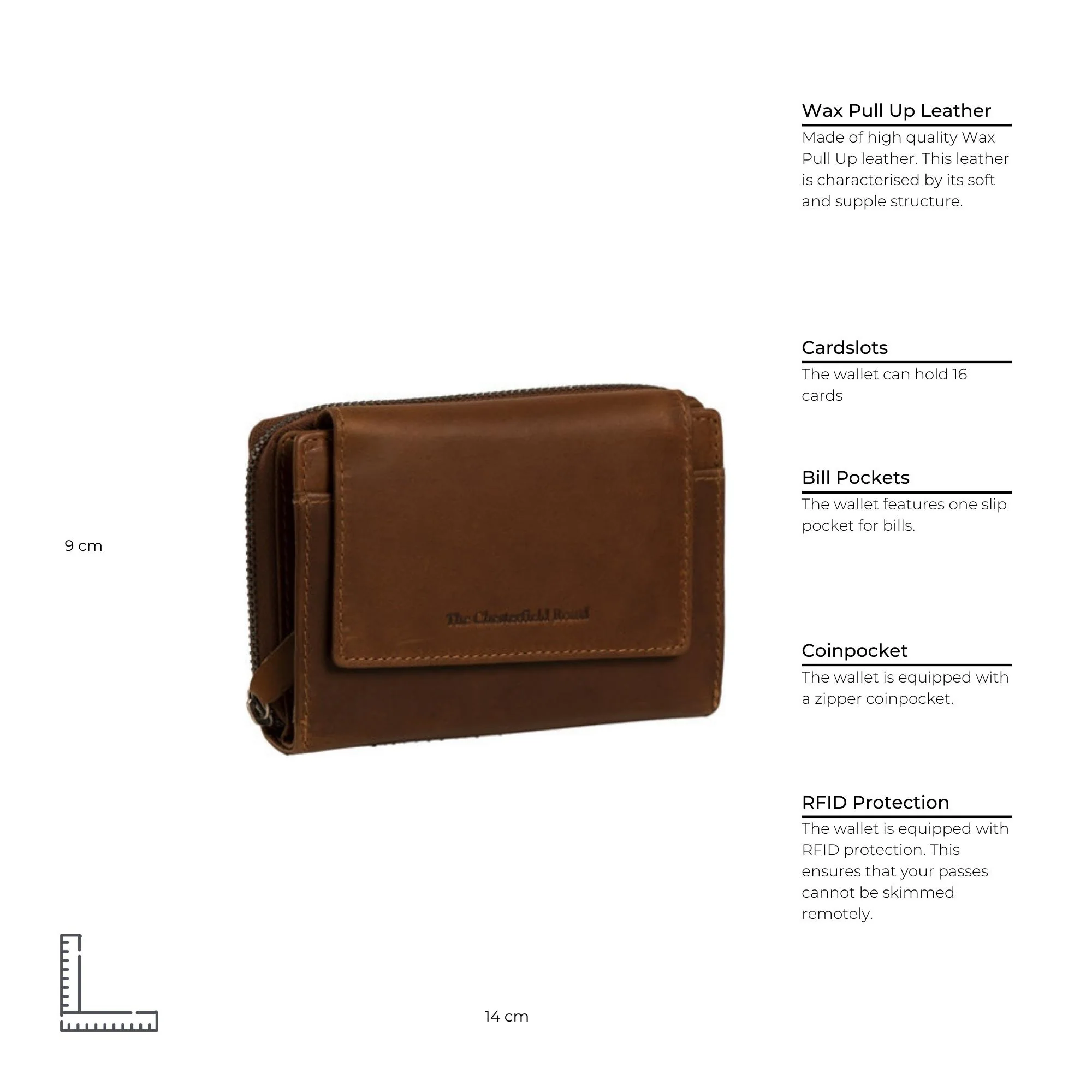 Leather Wallet Cognac Ascot - Image 8