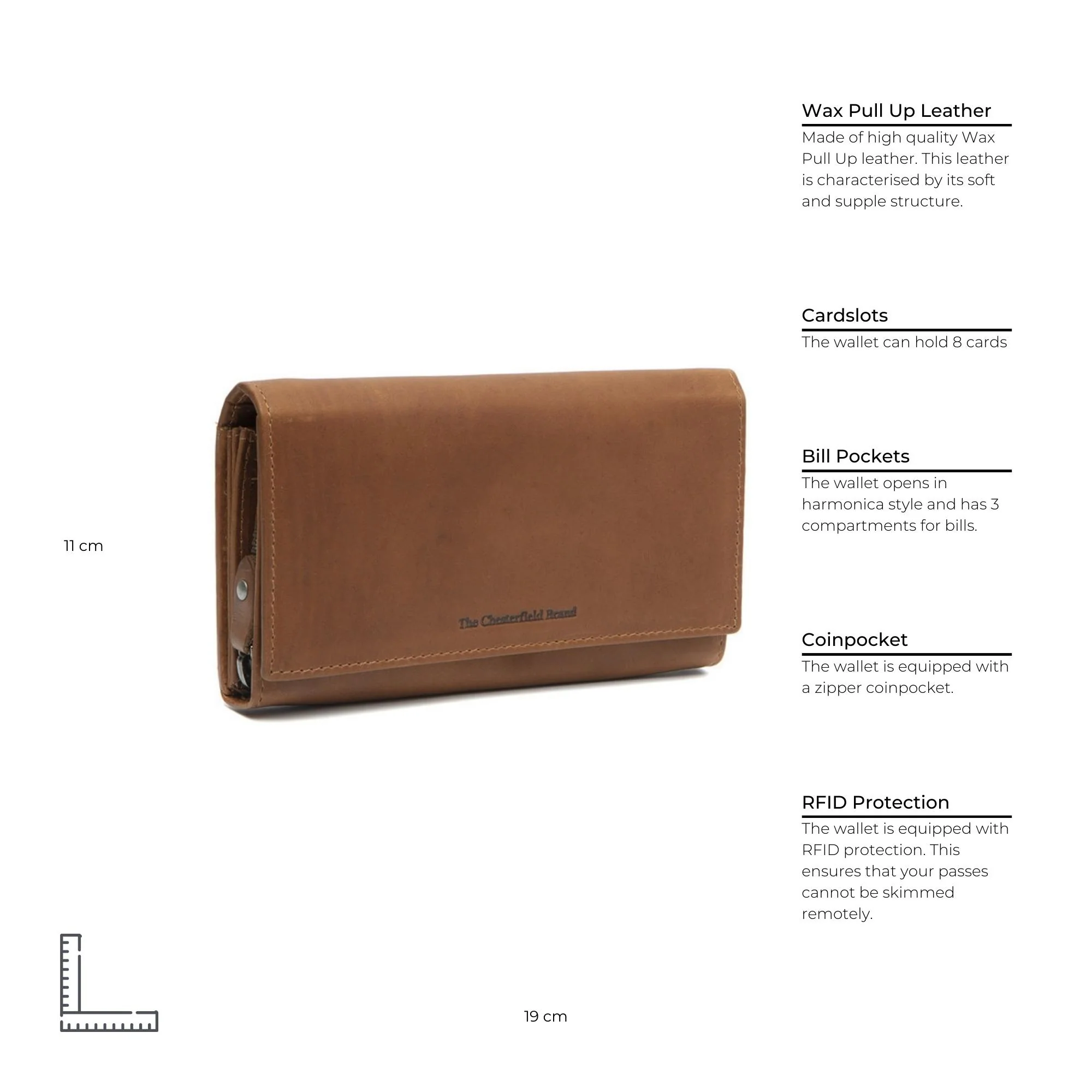 Leather Wallet Cognac Mirthe - Image 8