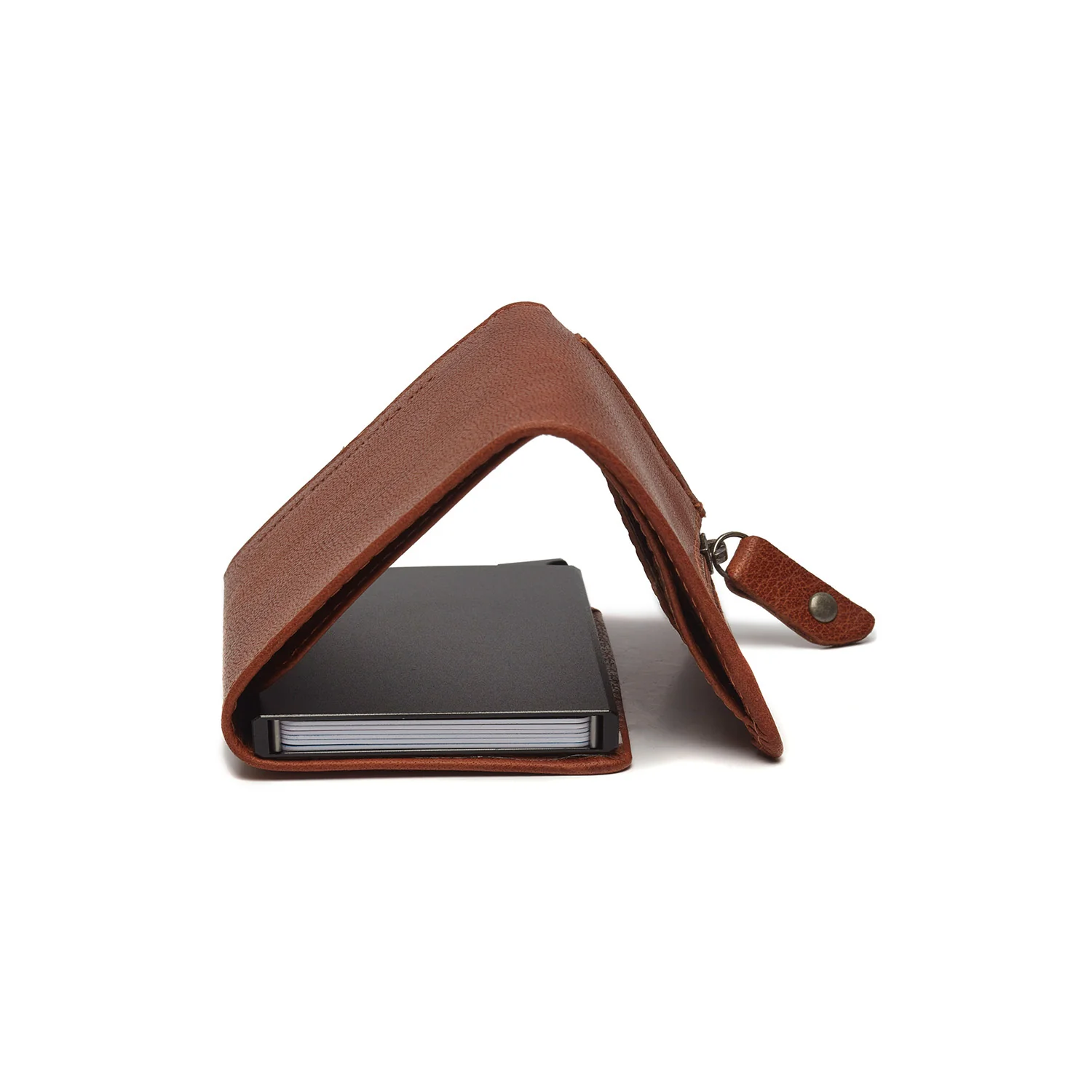 Leather Card Holder Cognac Paris - Image 6