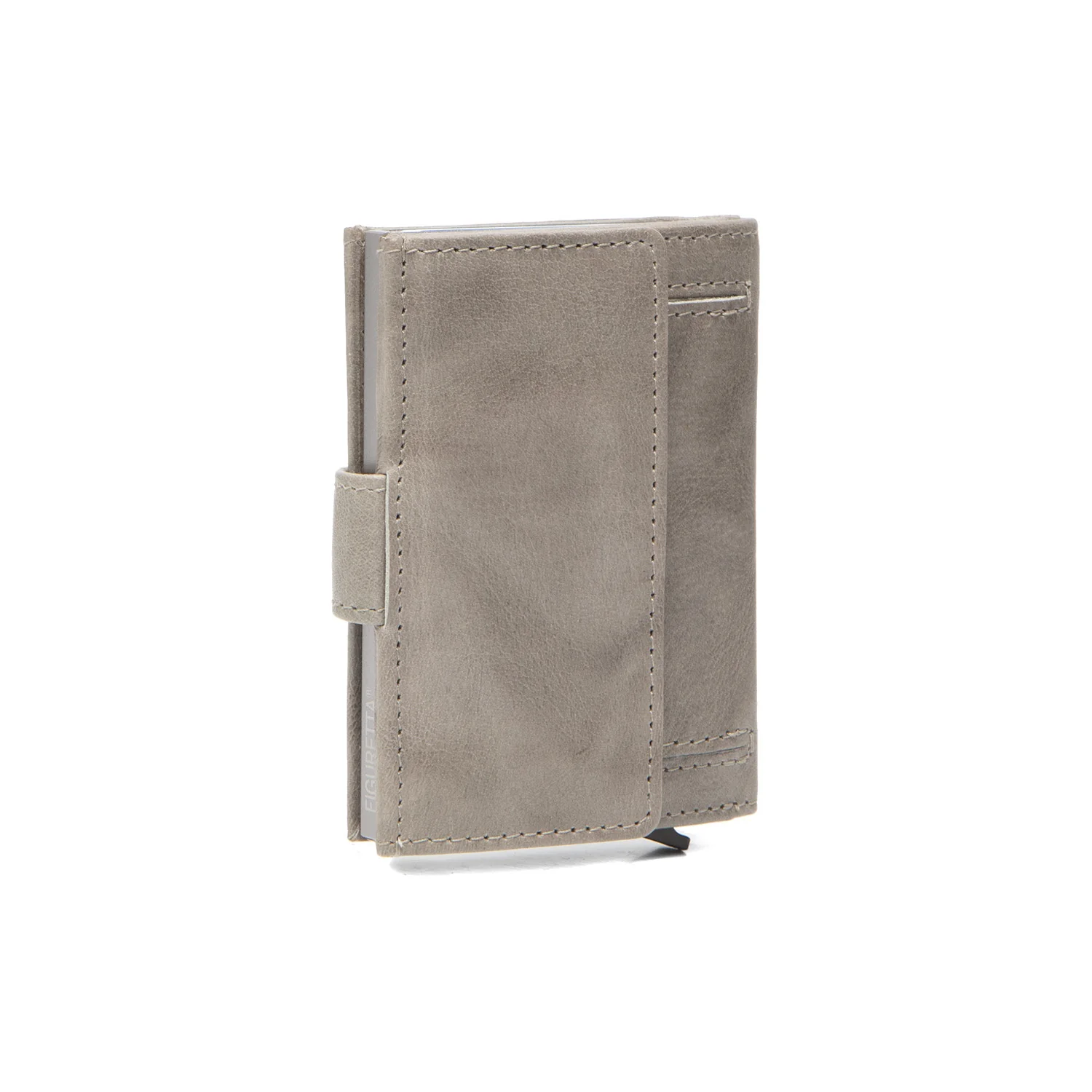 Leather Card Holder Light Grey Hannover - Image 2