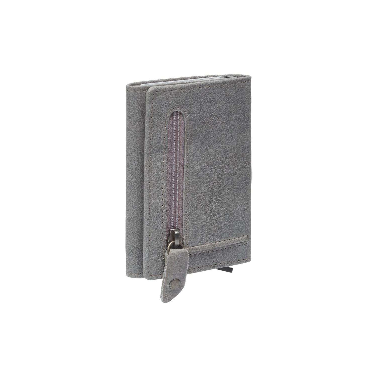 Leather Card Holder Light Grey Paris - Image 2