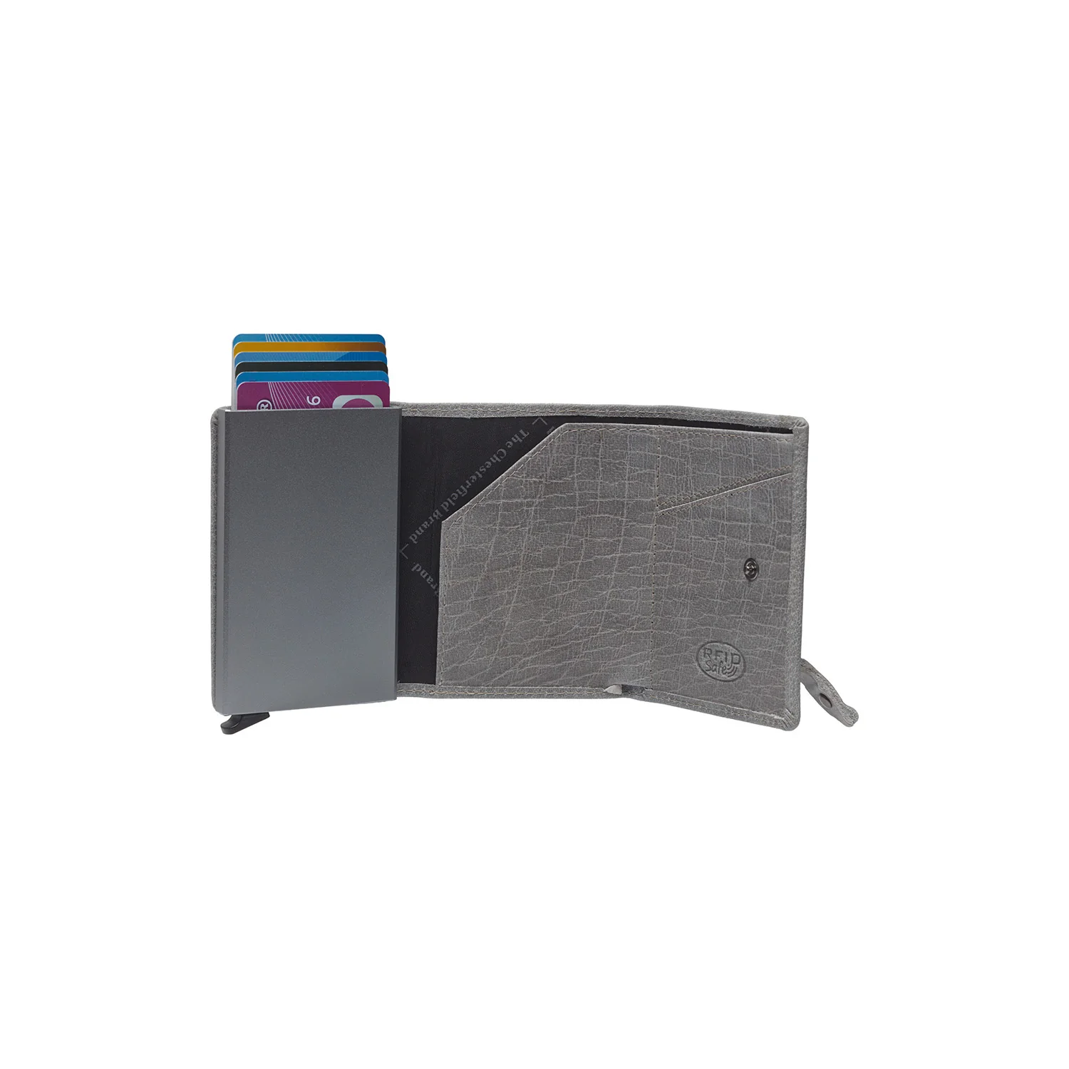 Leather Card Holder Light Grey Paris - Image 3