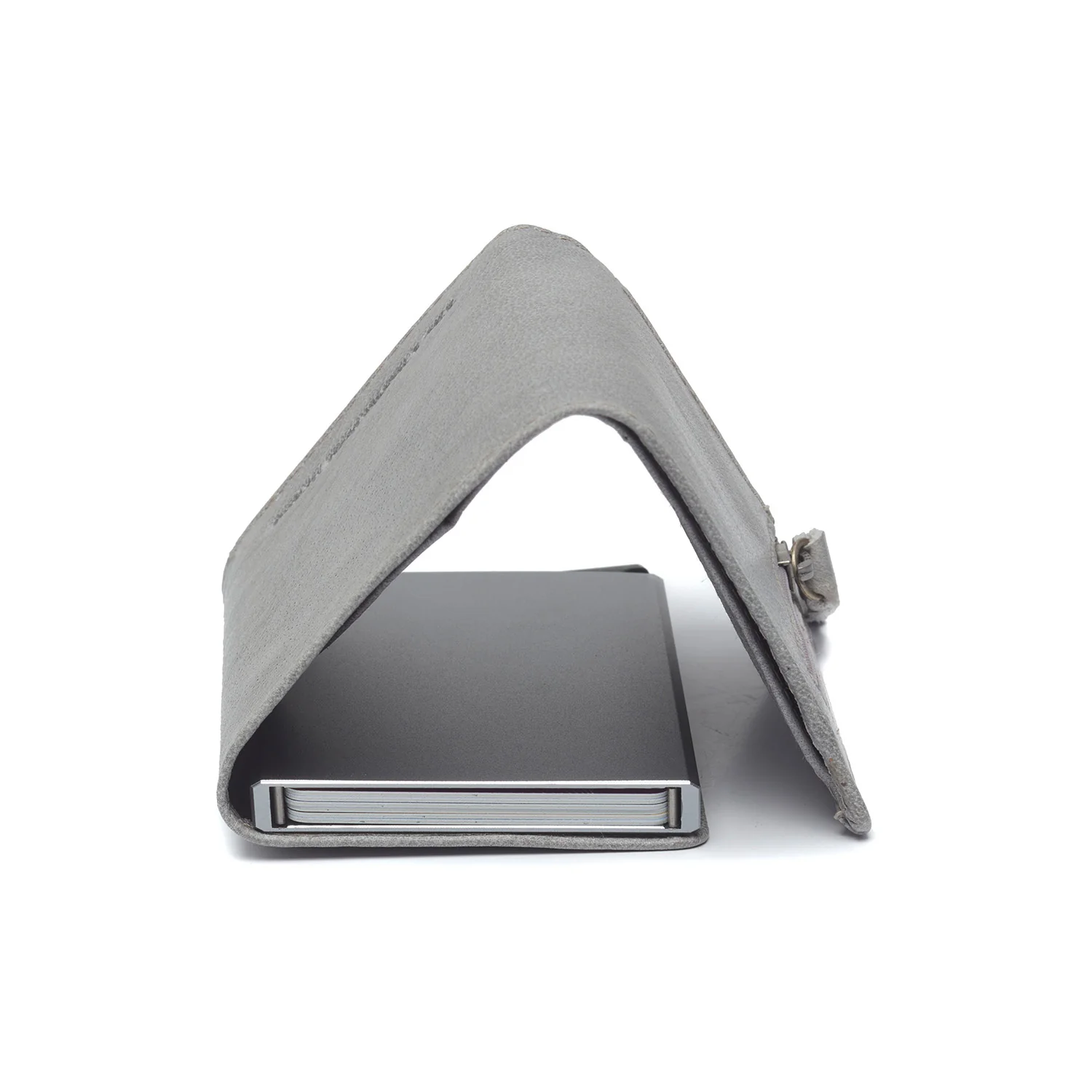 Leather Card Holder Light Grey Paris - Image 4