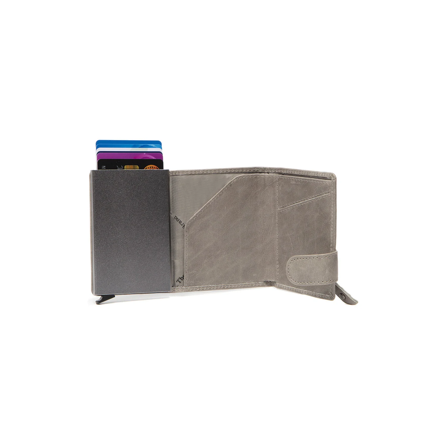 Leather Card Holder Light Grey Portland - Image 4