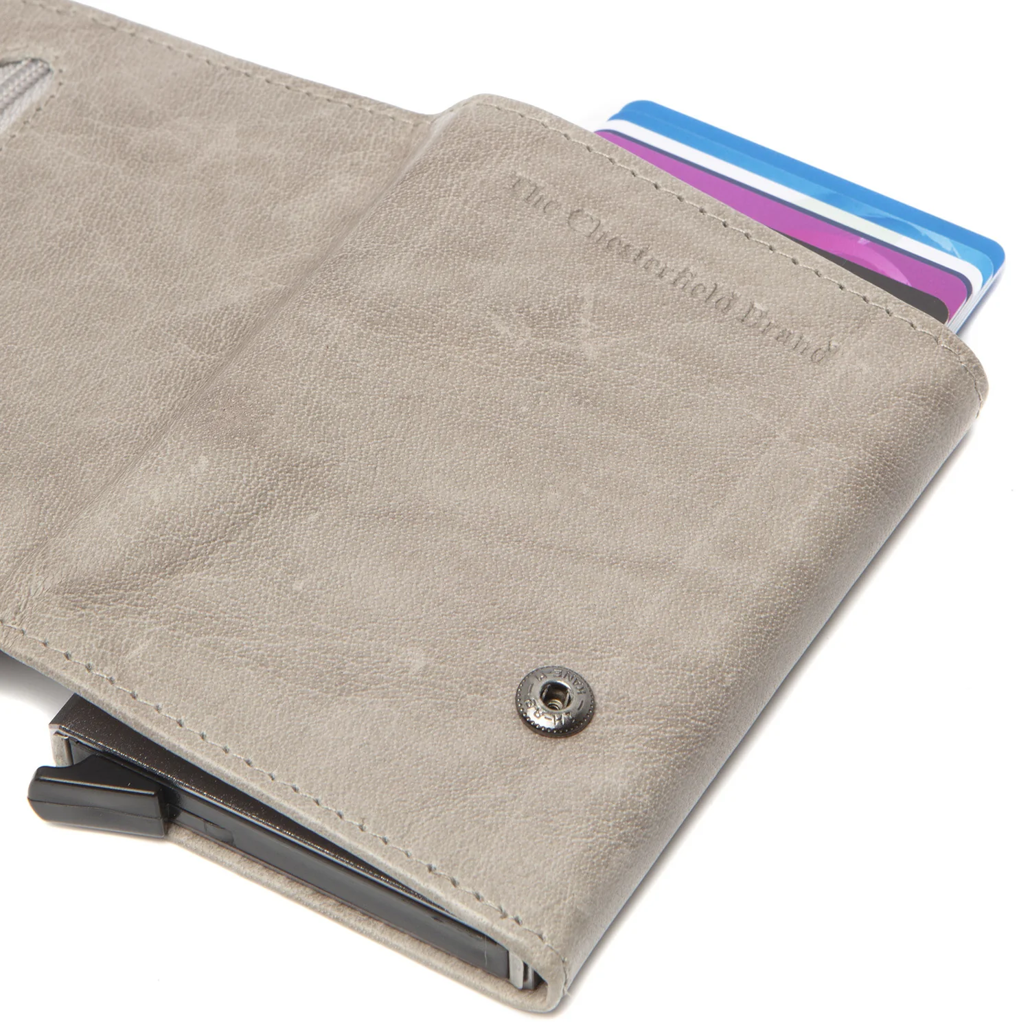 Leather Card Holder Light Grey Portland - Image 5