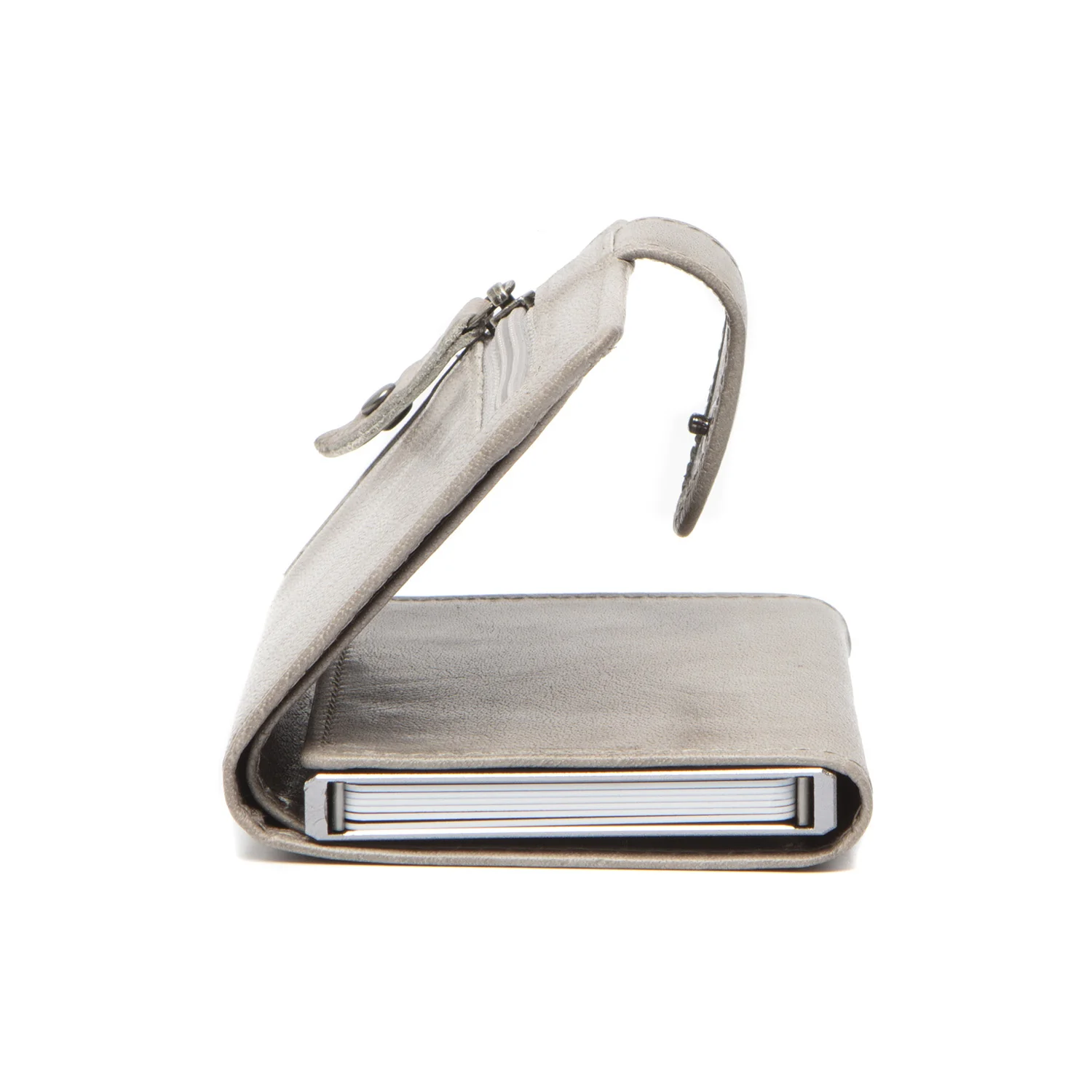 Leather Card Holder Light Grey Portland - Image 6