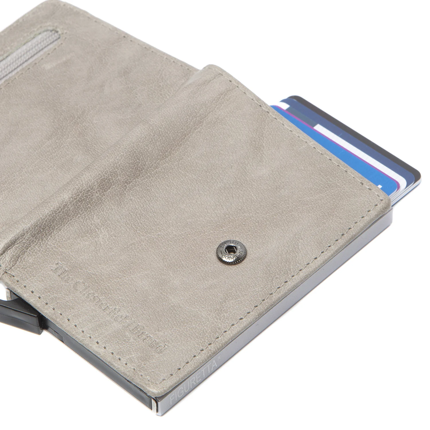 Leather Card Holder Light Grey Prague - Image 4