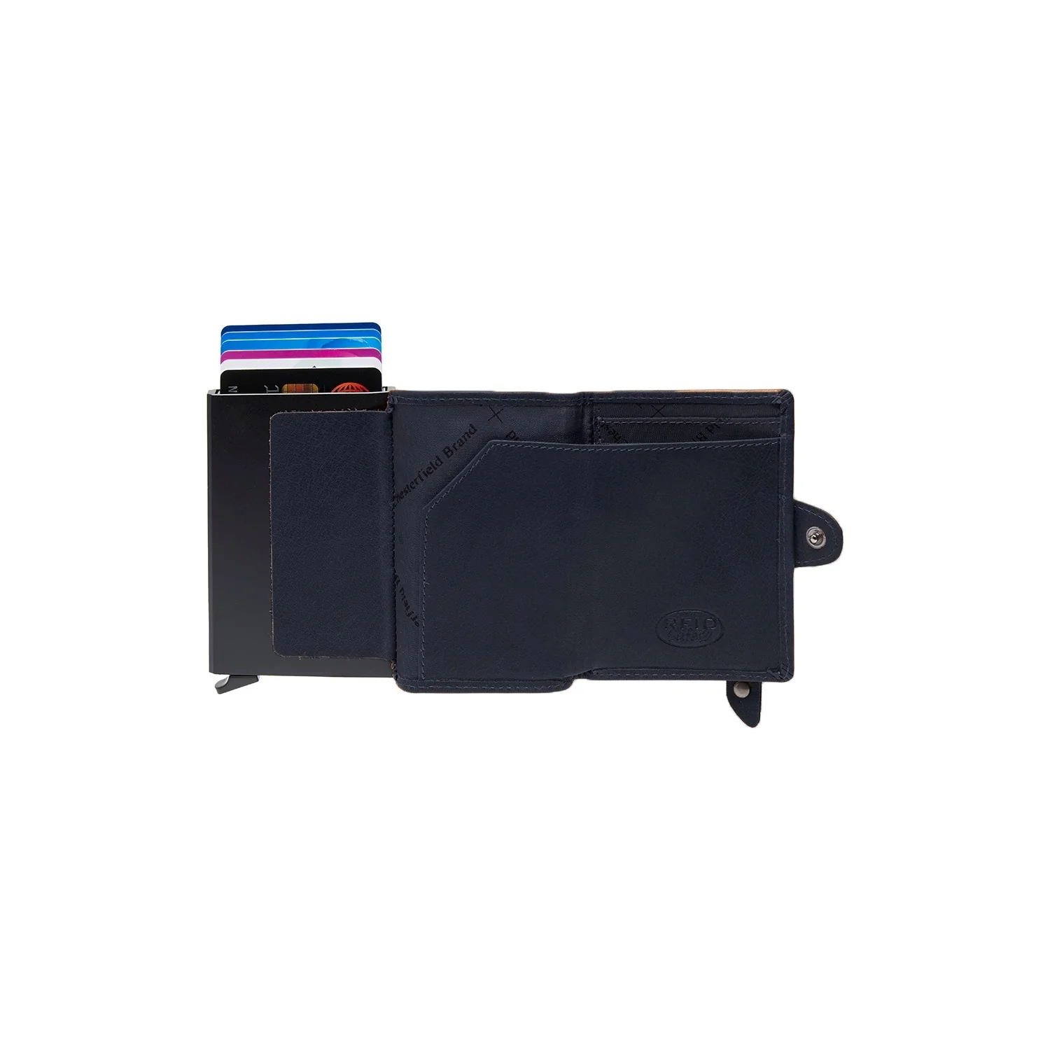 Leather Card Holder Navy Baldwin - Image 3