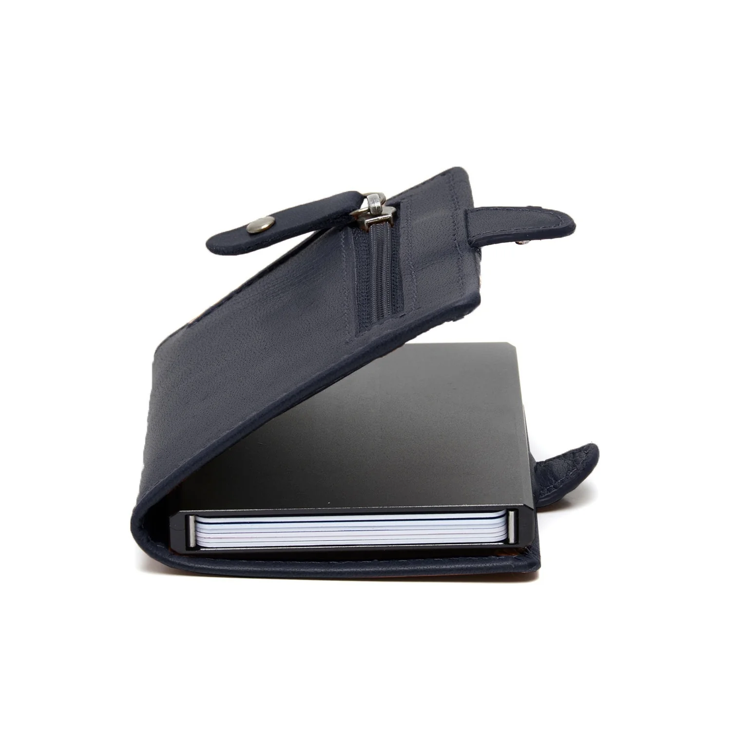 Leather Card Holder Navy Baldwin - Image 4