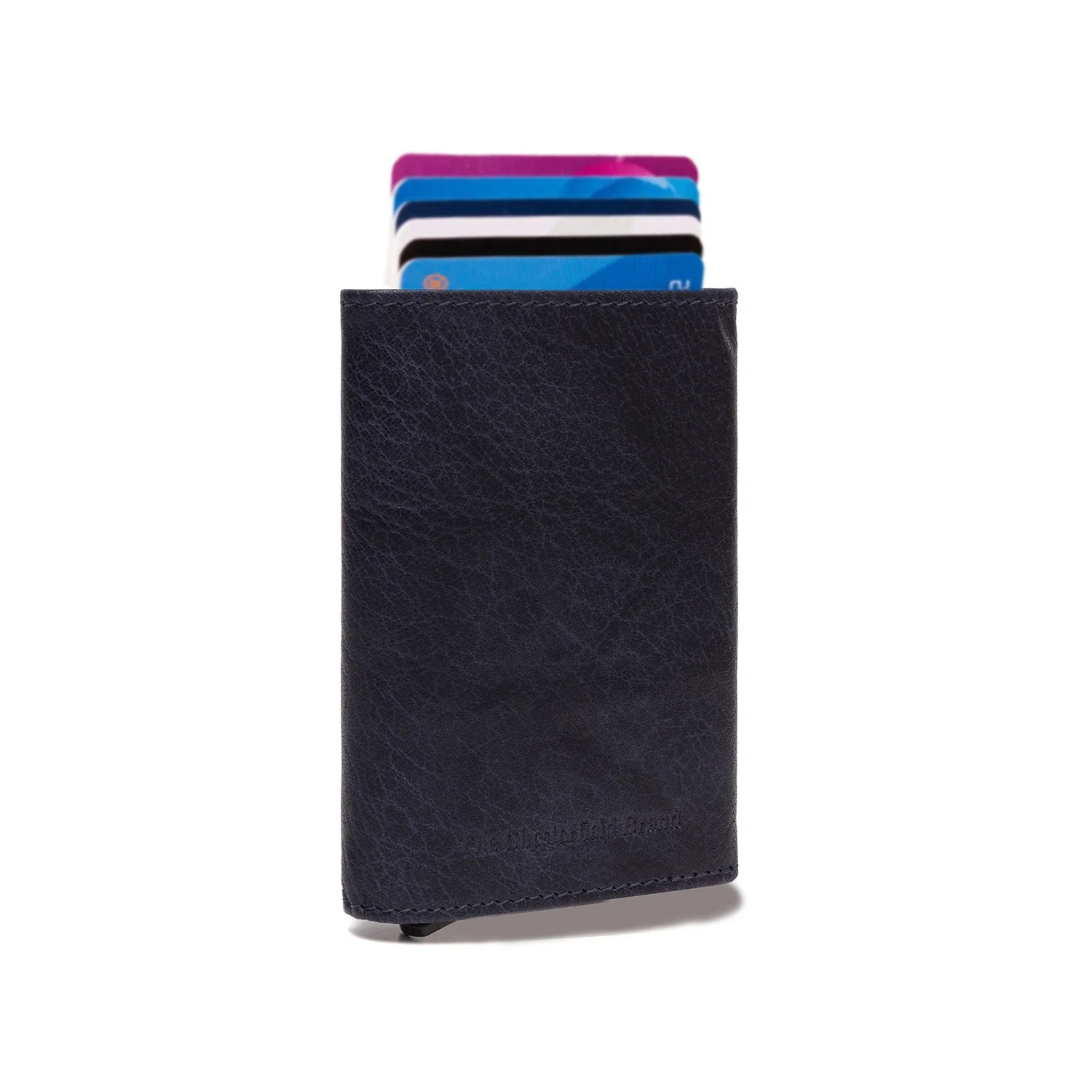 Leather Card Holder Navy Paris