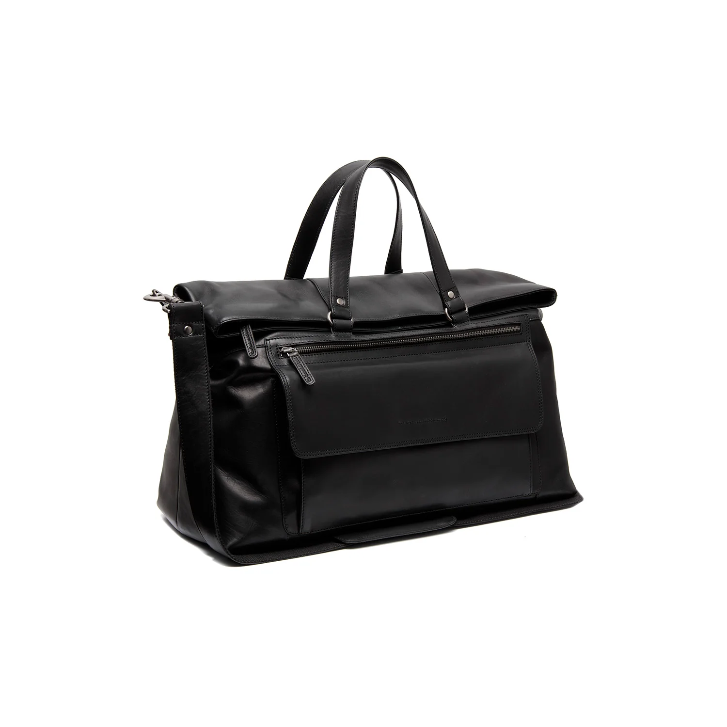 Leather Weekender Bag Black Lazio