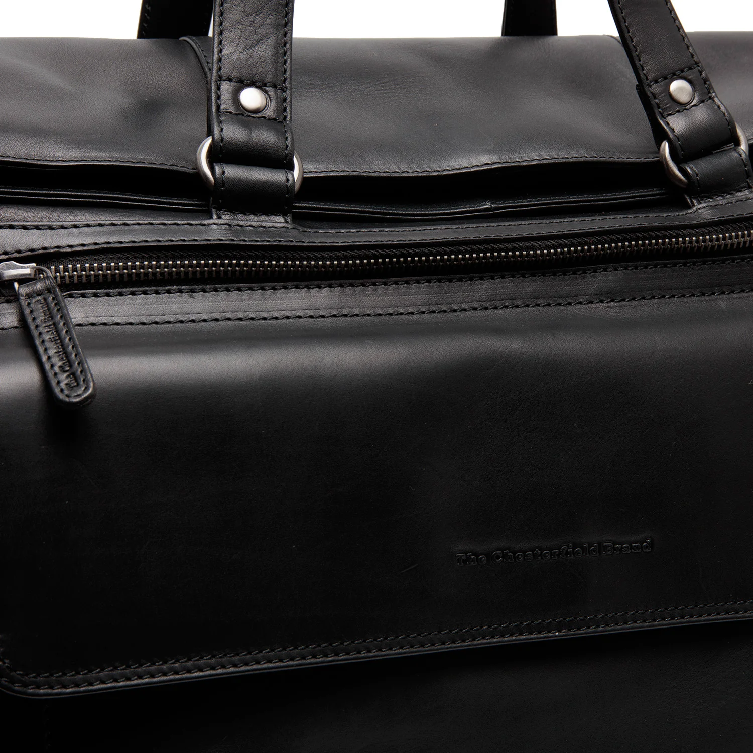 Leather Weekender Bag Black Lazio - Image 5