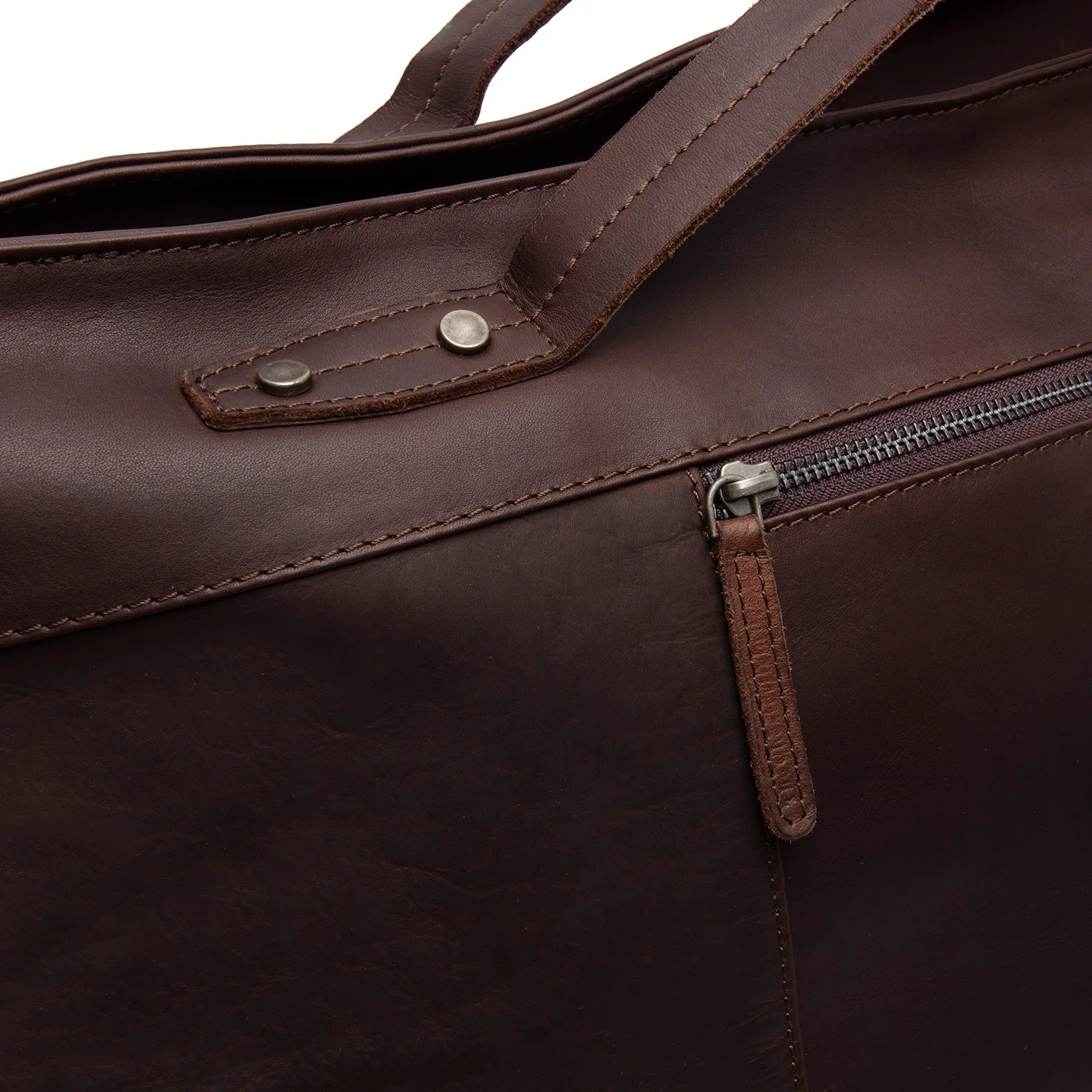 Leather Weekender Bag Brown Mark - Image 4