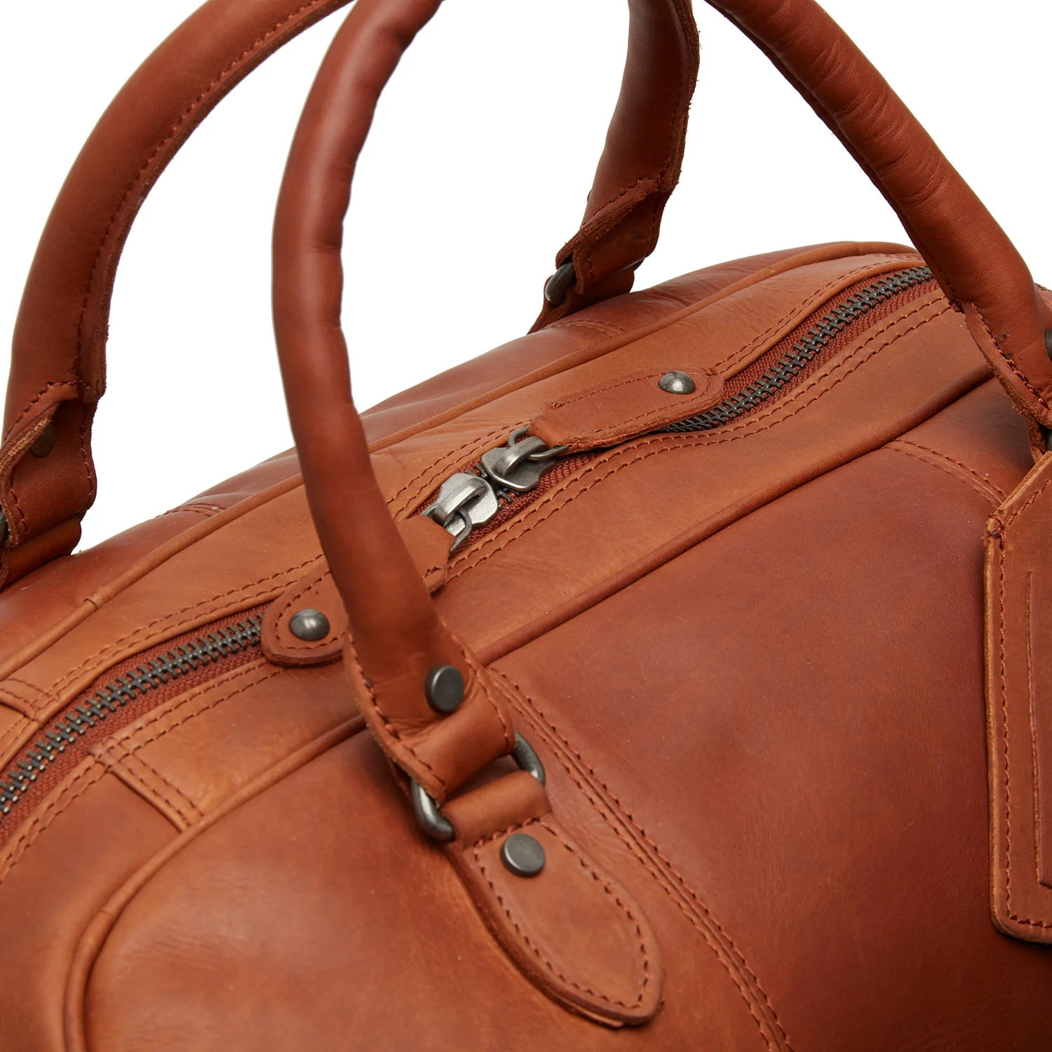 Leather Weekender Bag Cognac Liam - Image 4