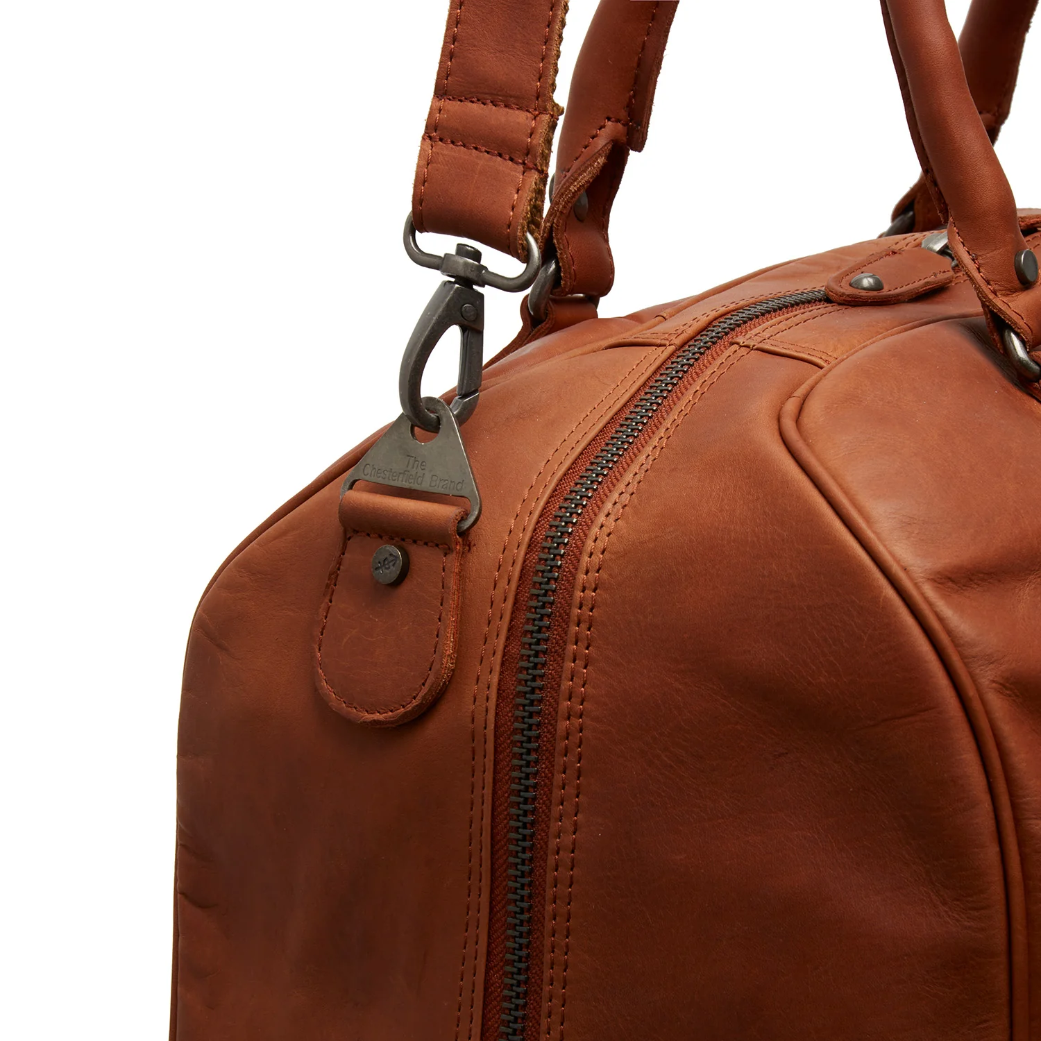 Leather Weekender Bag Cognac Liam - Image 5