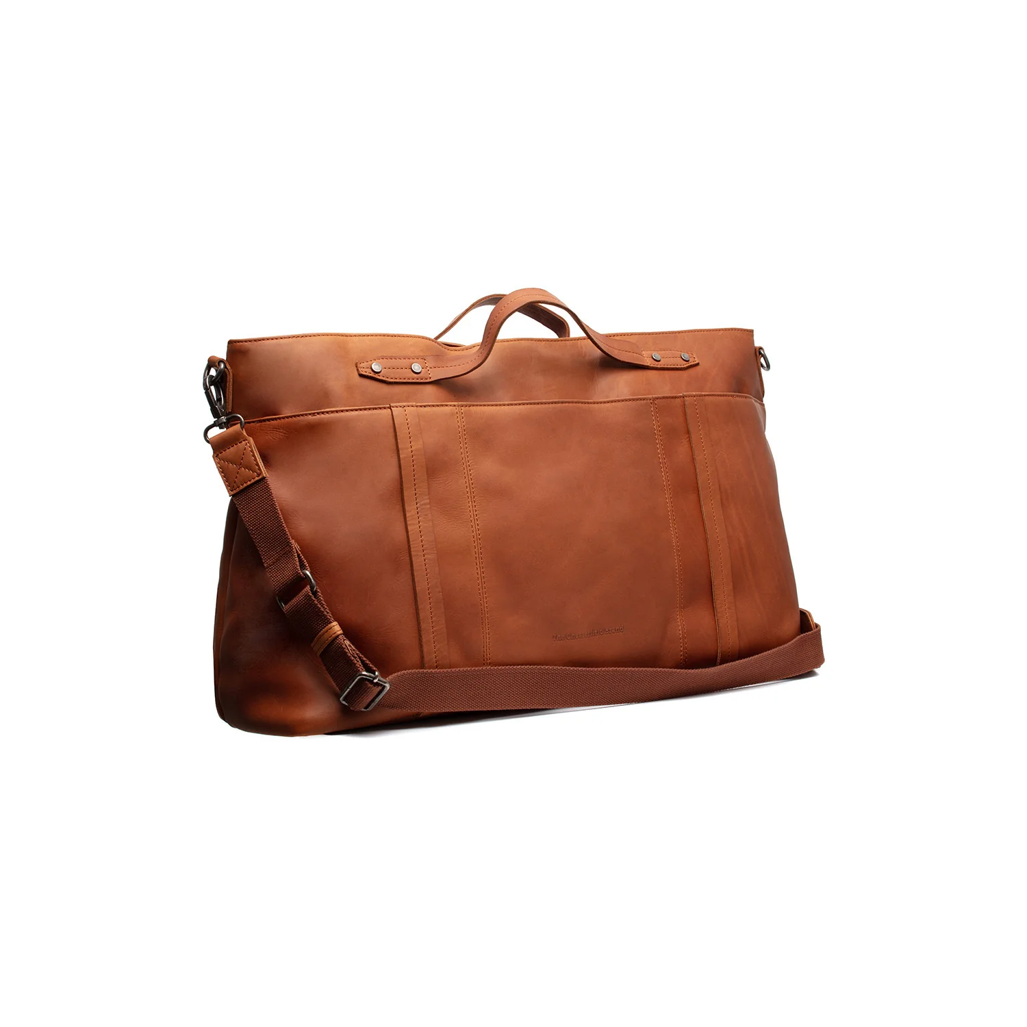 Leather Weekender Bag Cognac Mark
