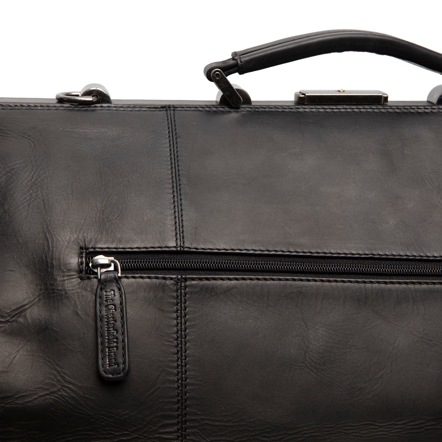 Leather Weekender Bag Black Corfu - Image 3