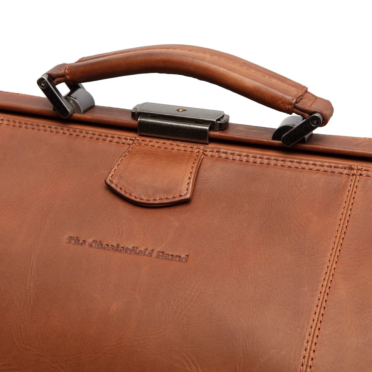Leather Weekender Bag Cognac Corfu - Image 3
