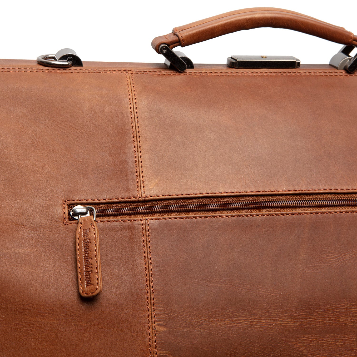 Leather Weekender Bag Cognac Corfu - Image 4
