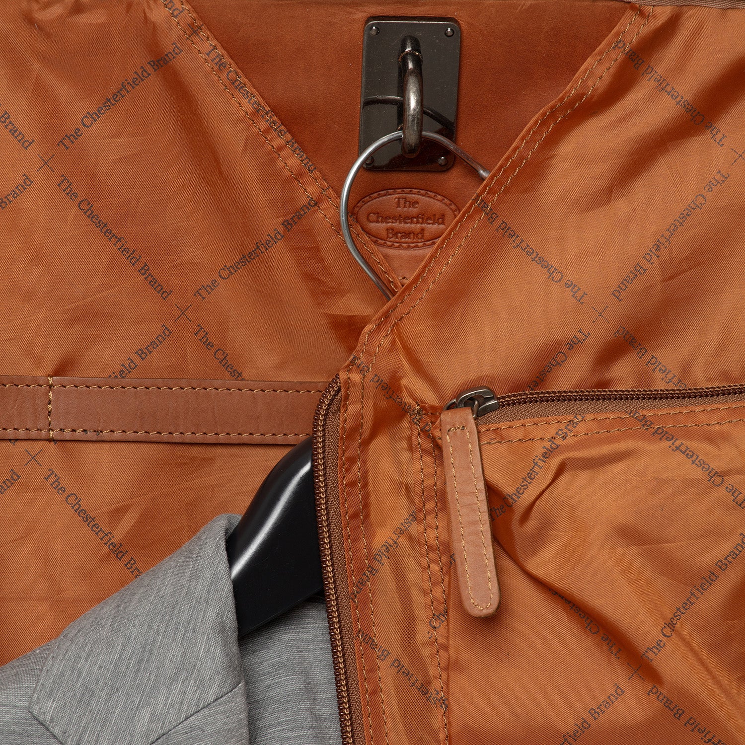 Leather Garment Bag Cognac Josh - Image 6