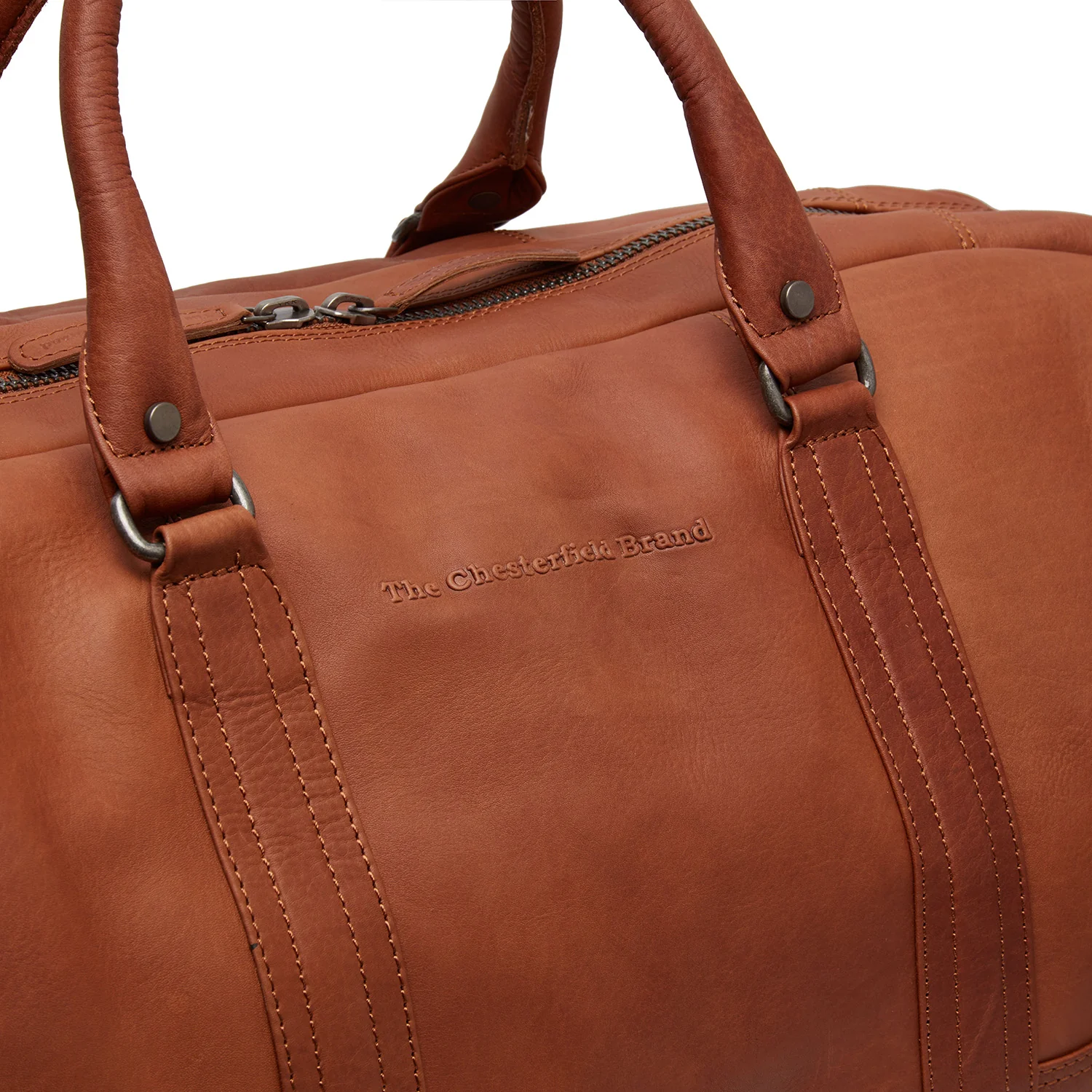 Leather Weekender Bag Cognac Melbourne - Image 3