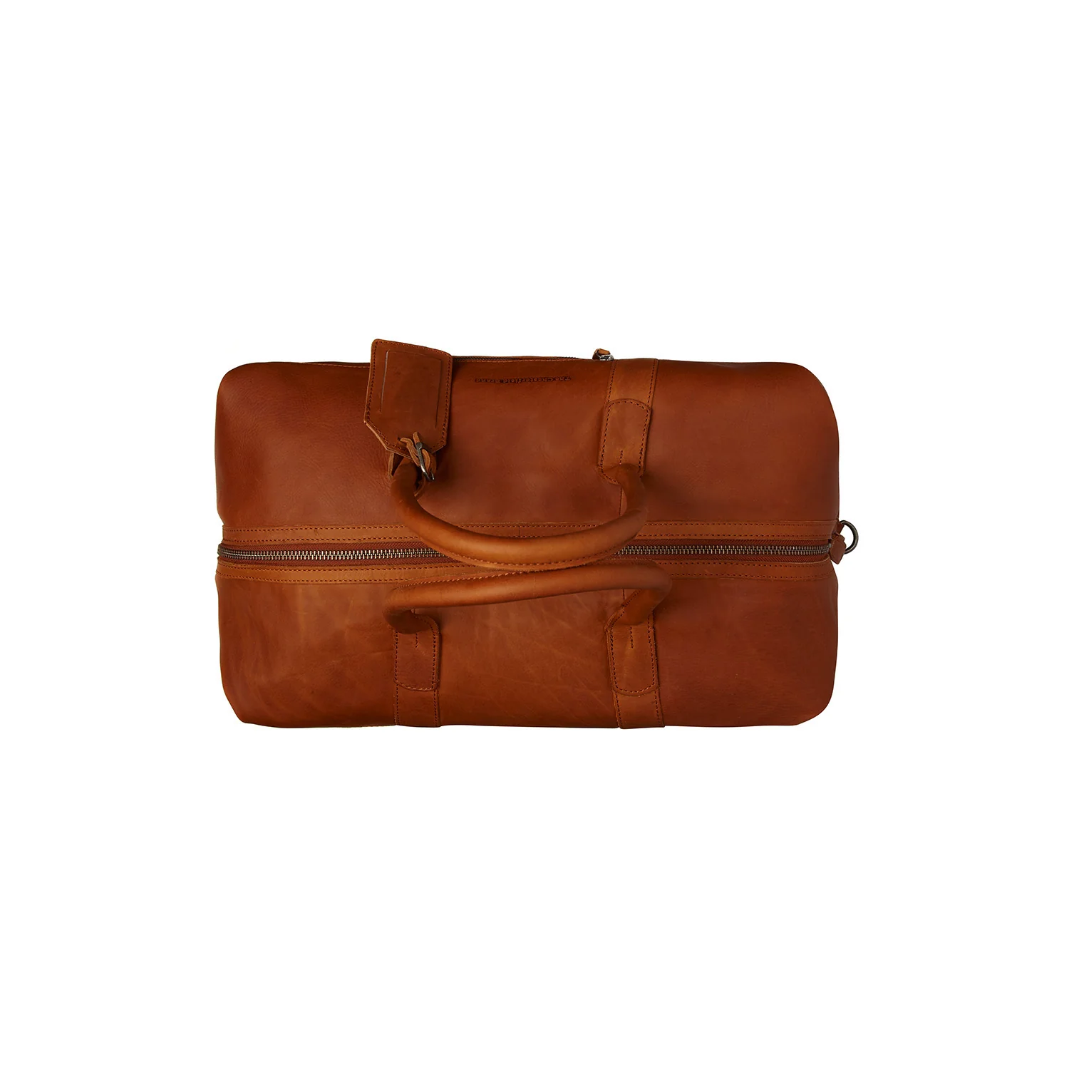 Leather Weekender Bag Cognac Portsmouth - Image 4
