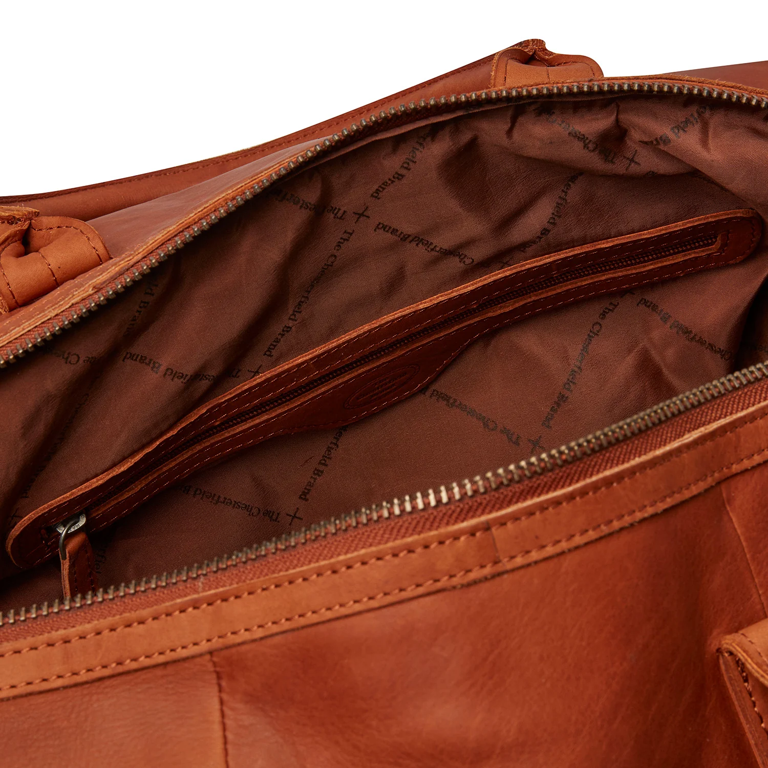 Leather Weekender Bag Cognac Portsmouth - Image 5